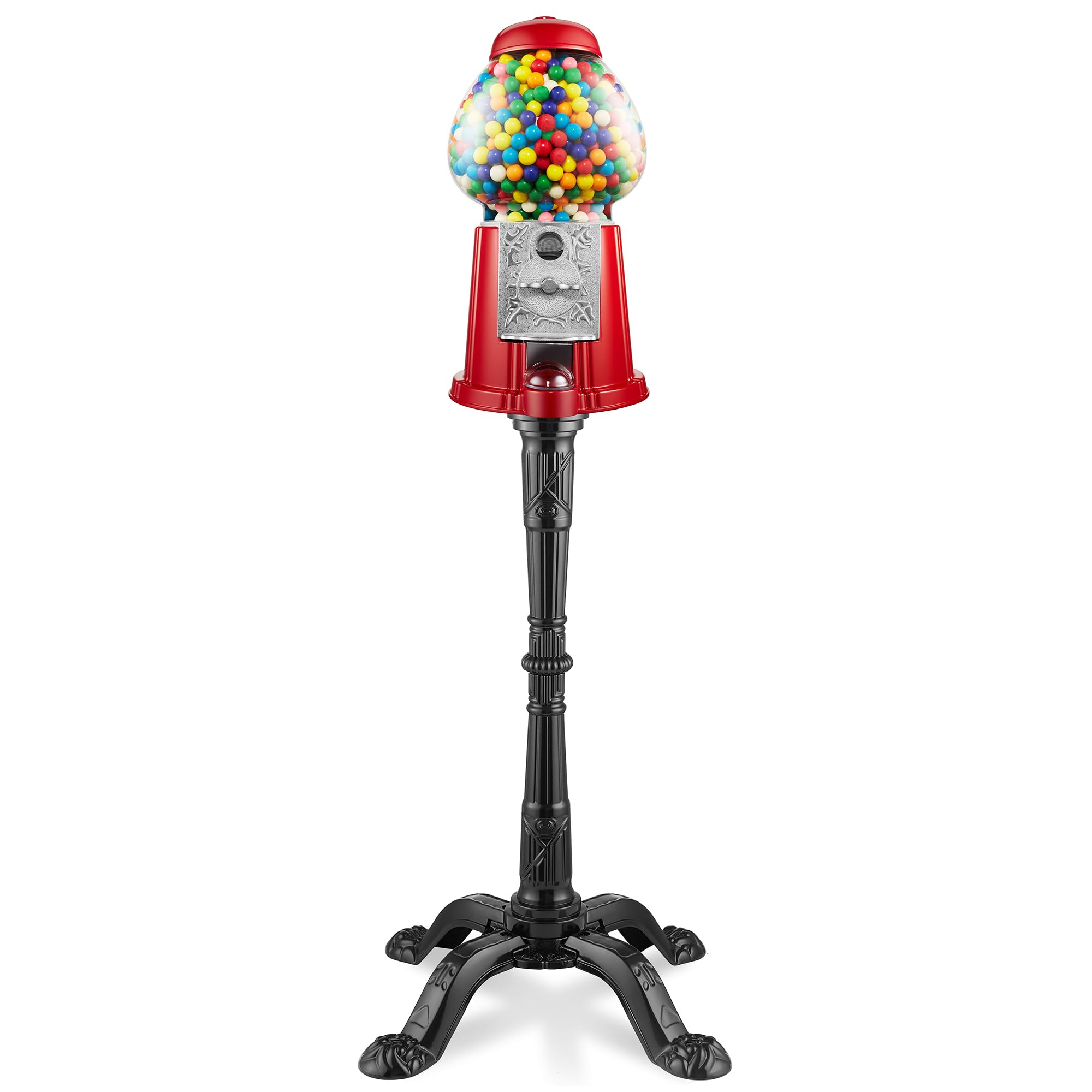 Olde Midway 15" Gumball Machine with Stand - Pink, Vintage-Style Bubble Gum Candy Dispenser with Glass Globe and Metal Base
