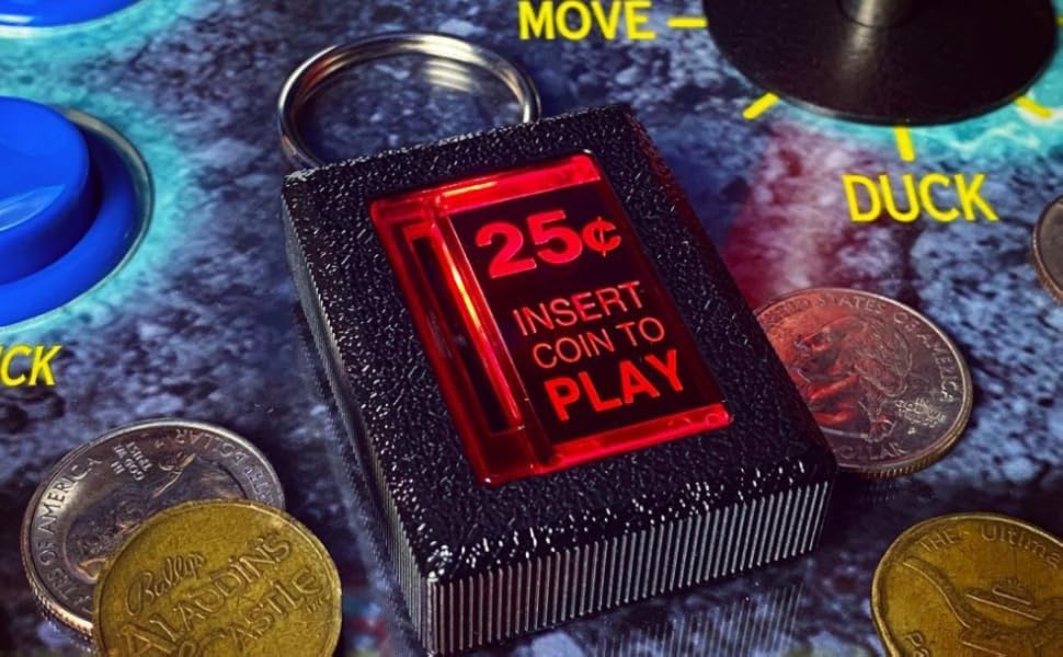 New Wave Toys RepliCade Insert Coin Keychain, Retro Accurate Replica Arcade Light Up LED Button