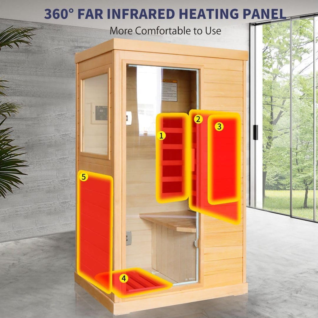 2 Person Infrared Sauna Far Infrared Sauna Room for Home Indoor 2000W Low-EMF Wood Dry Sauna with Full Starry Sky Lights Ceiling in 7 Color Speaker Fast Heating Easy Assembly- 47.3*41.3*74.8 IN