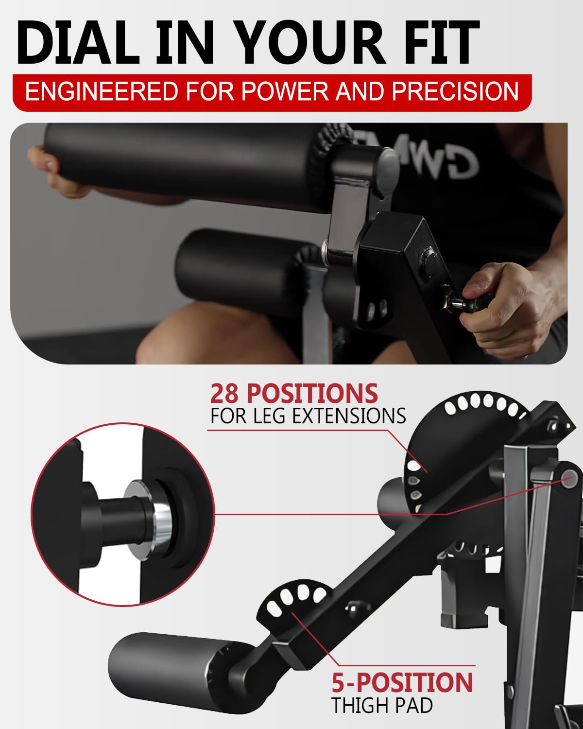 GMWD Leg Extension and Curl Machine, Lower Body Special Leg Machine, Adjustable Leg Exercise Bench with Plate Loaded, Leg Rotary Extension for Thigh, Home Gym Weight Machine