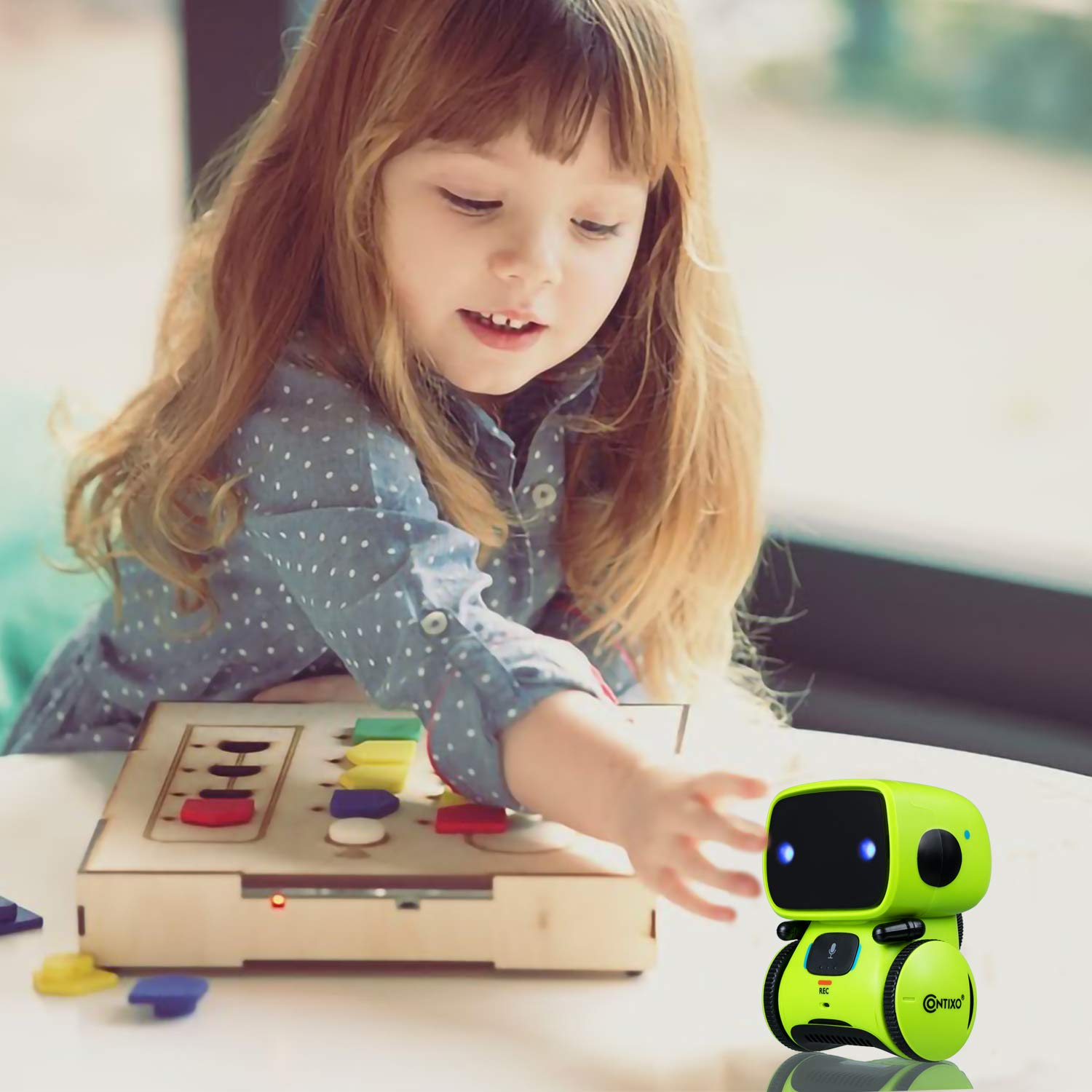 Contixo R1 Kids Robot Toy, Blue Interactive Smart Robots with Voice Control Talking Dancing Learning Touch Sensor Compact Educational Portable Toy for Boys Girls Toddlers 3-8 Years Old Birthday Gifts