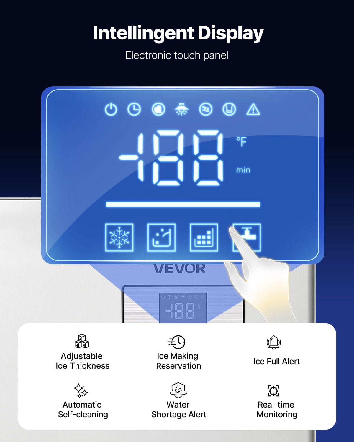 VEVOR Commercial Ice Maker Machine - Head, 300 Lbs/Day Stainless Steel Ice Machine with Scheduled Ice-Making, Self-Cleaning, Adjustable Thickness, Ideal for Restaurant Bar Cafe Hotel - Head Only