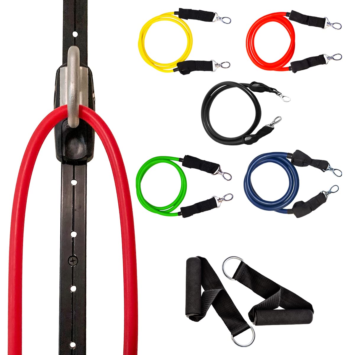 Space Saver Gym Resistance Bands Exercise Equipment for at Home Fitness Workout | Resistance Band Wall Anchor for Kinetic Bands with 1 Rail, 1 Rail Car