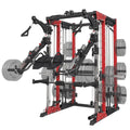 Commercial Smith Machine with Smith Bar, 4000LBS Power Cage Squat Rack with Lever Arm, Leg Press, LAT Pull Down System, Multi-Function Linear Bearing Cable Crossover Machine for Home Gym