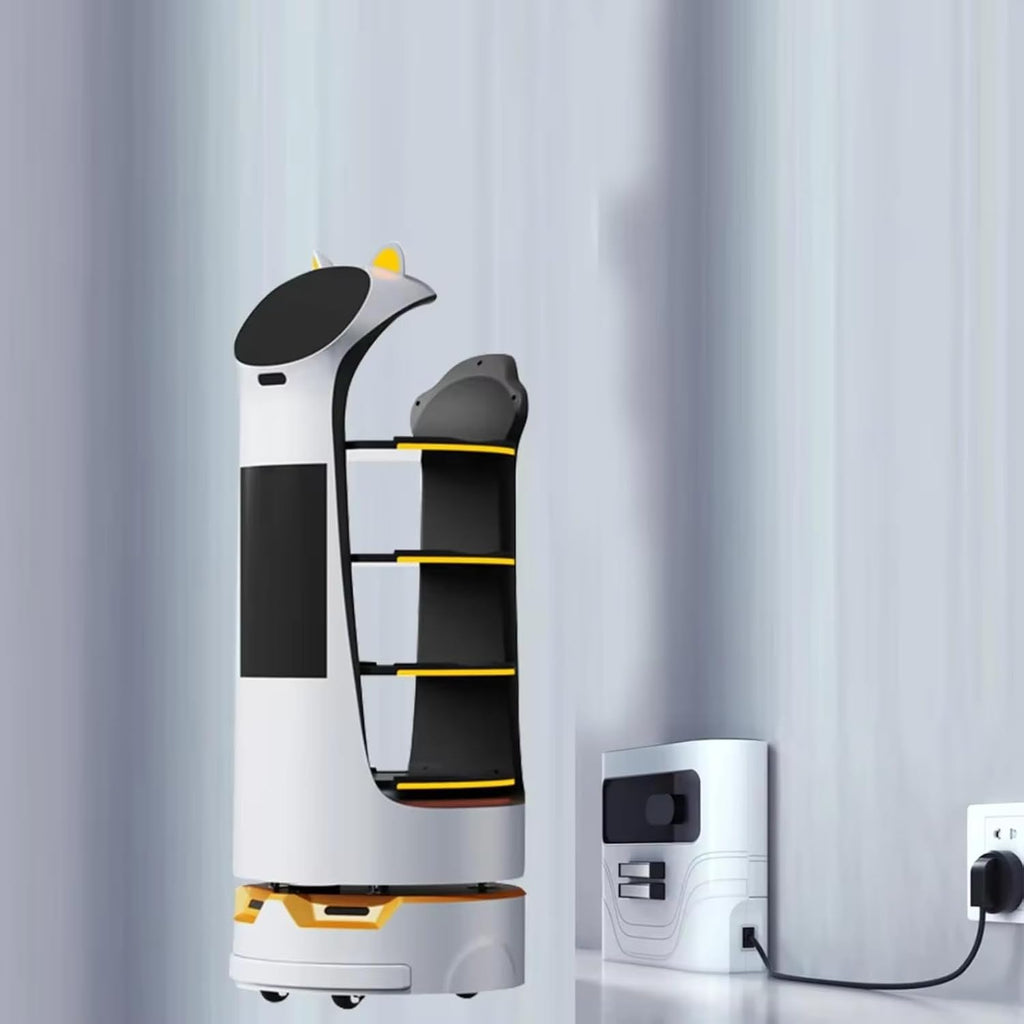 Restaurant Service Robot–Interactive Smart Waiter for Food & Drink Delivery, Autonomous Indoor Navigation, Automatic Obstacle Avoidance, Elevator Control, Self-Charging, Large Tray
