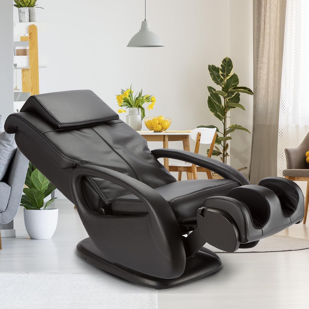 Human Touch WholeBody Swivel-Base Full Body Relax and Massage Chair - Perfect for Home Relaxation and Stress Relief | Warm Air Heating | Customizable Massage | Retractable Ottoman | Black Color, 7.1"