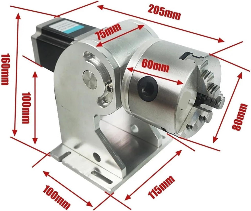 3 Claws Rotary Axis for Machine 80mm Max Rotation Axis
