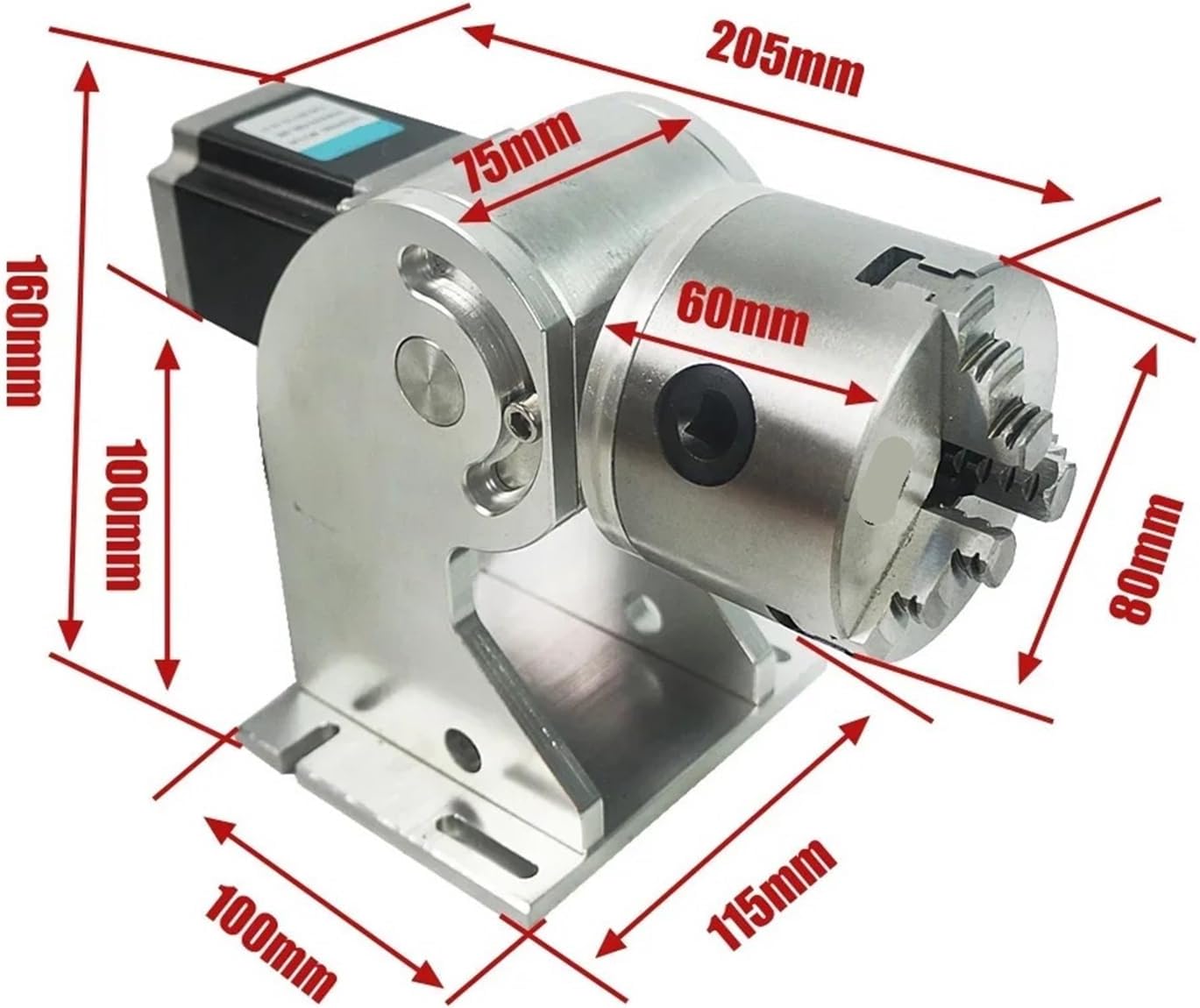 3 Claws Rotary Axis for Machine 80mm Max Rotation Axis