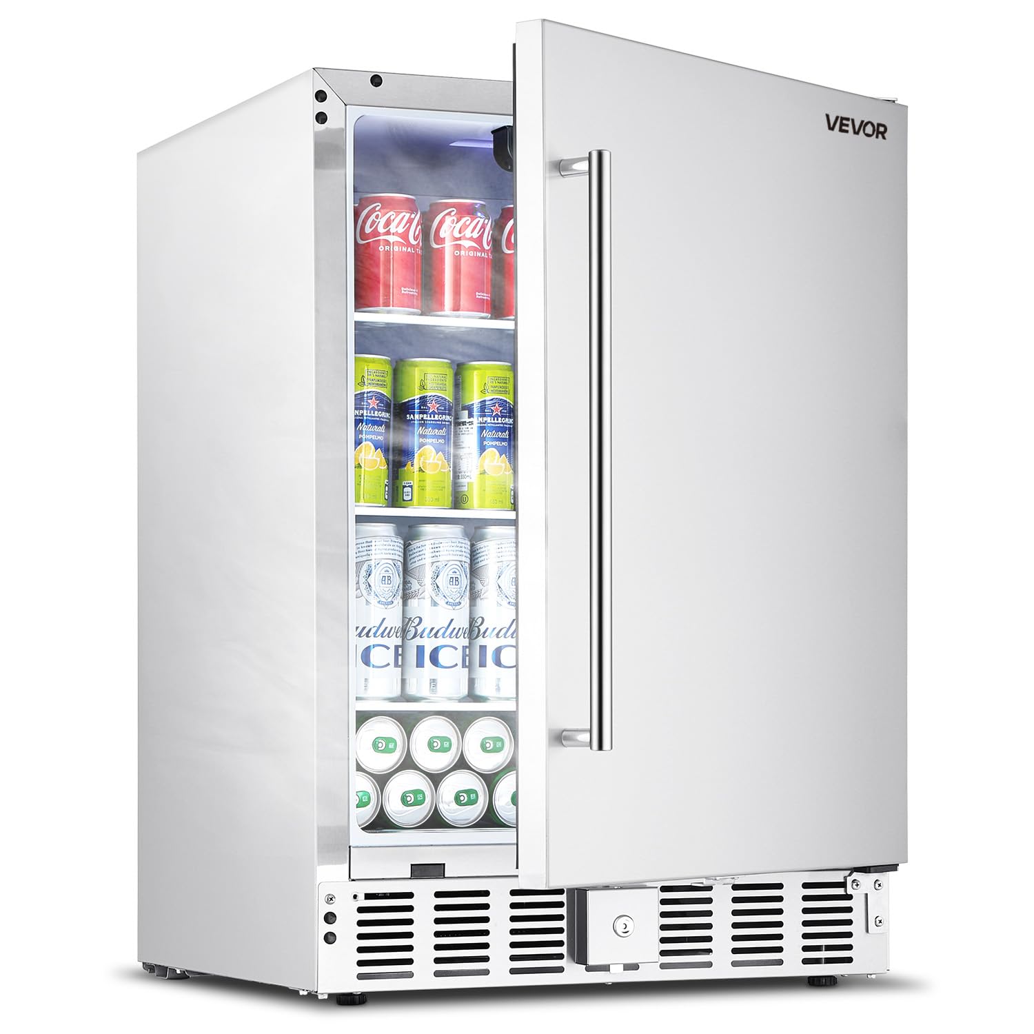 VEVOR Back Bar Cooler, 11.8 Cu. Ft Counter Height Beverage Refrigerator, Commercial Display Fridge w/ 2 Glass Doors, LED Lighting, Shelves, Fan Cooling Beer Wine Cooler for Pub, Merchandiser, Office