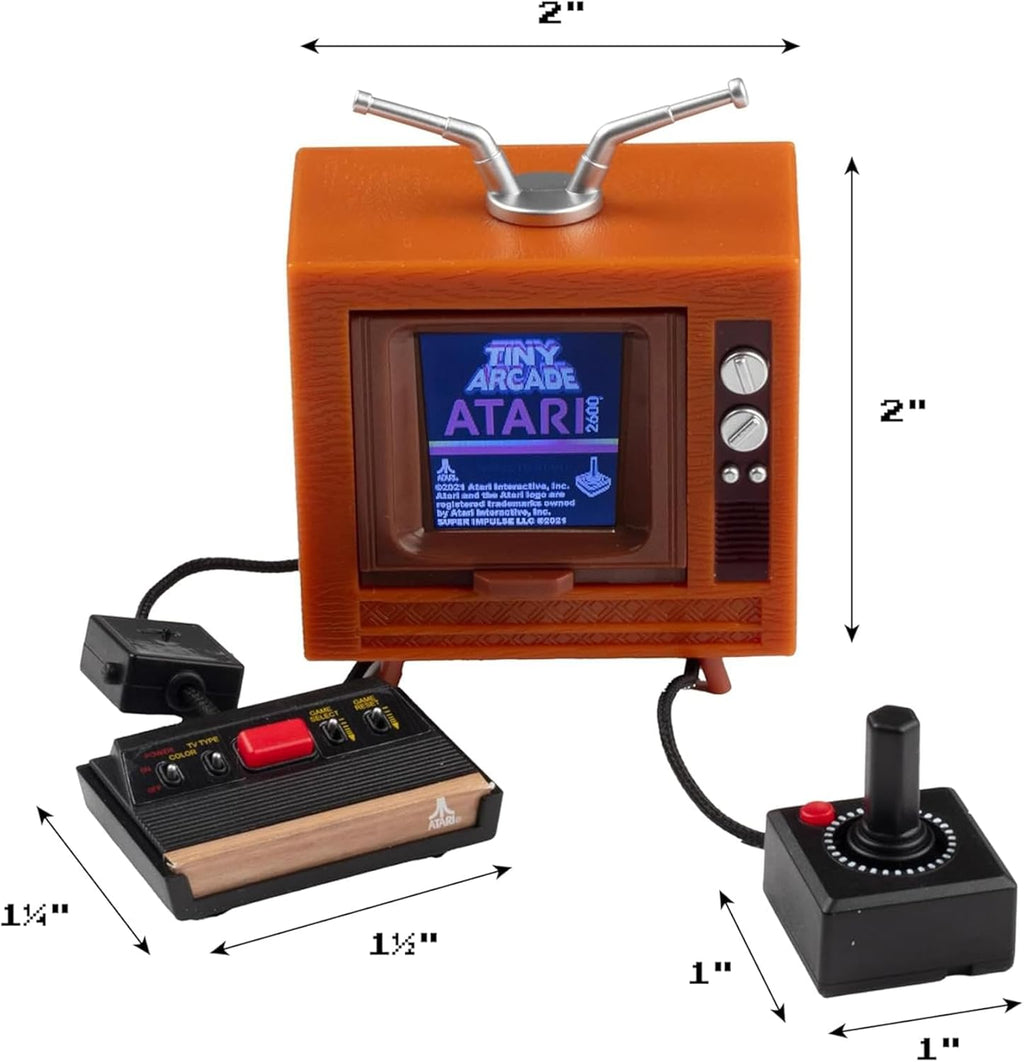 Tiny Arcade Atari 2600 Mini Console 3.5” Playable Retro TV & Controller with 10 Classic Games Including Pac-Man & Breakout -Portable Vintage Gaming System w/ Sound - Gift for Kids & Adults Ages 8+