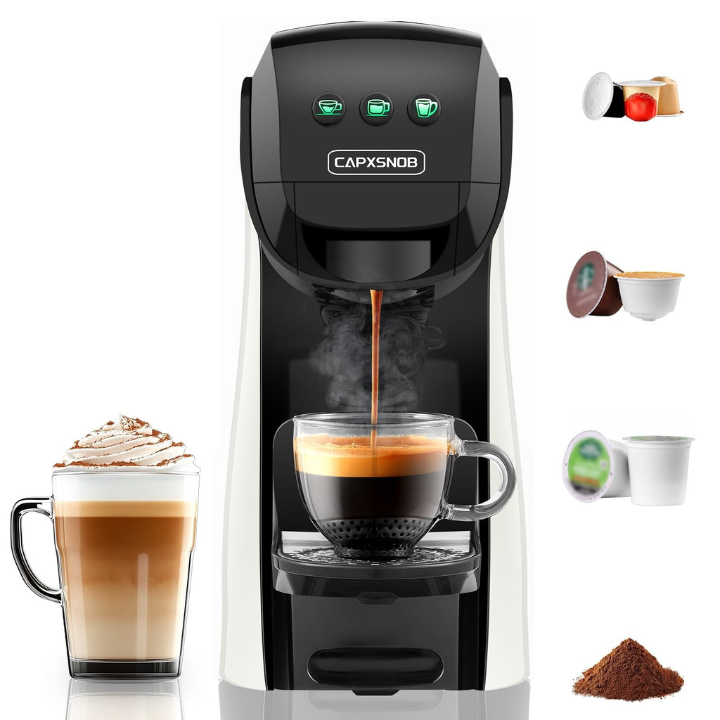 Warriors1 Mini Coffee Maker for Keurig K Cup, Espresso Machine for Nespresso Original, Dolce Gusto Pods, Ground Coffee, 20 Bar Coffee Machine fits kitchens, apartments, dorms, RVs, 28 oz Reservoir