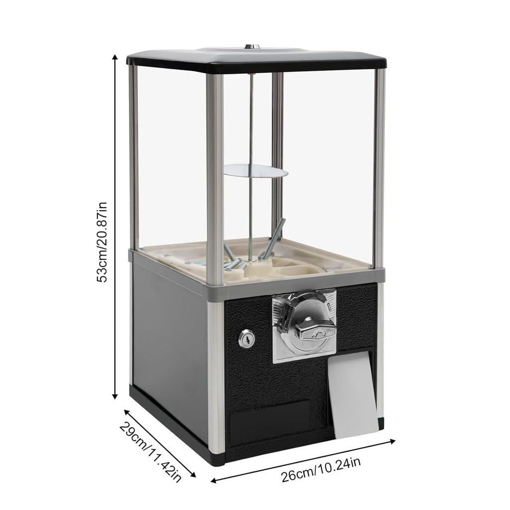 Freestanding Vending Machine,45-50mm Capsule Toys Small Vending Machine 4 * 25Cents Coin Gumball Machine Rectangle Bubble Gum Machine for Game Stores,Coin Operated Gumball Bank