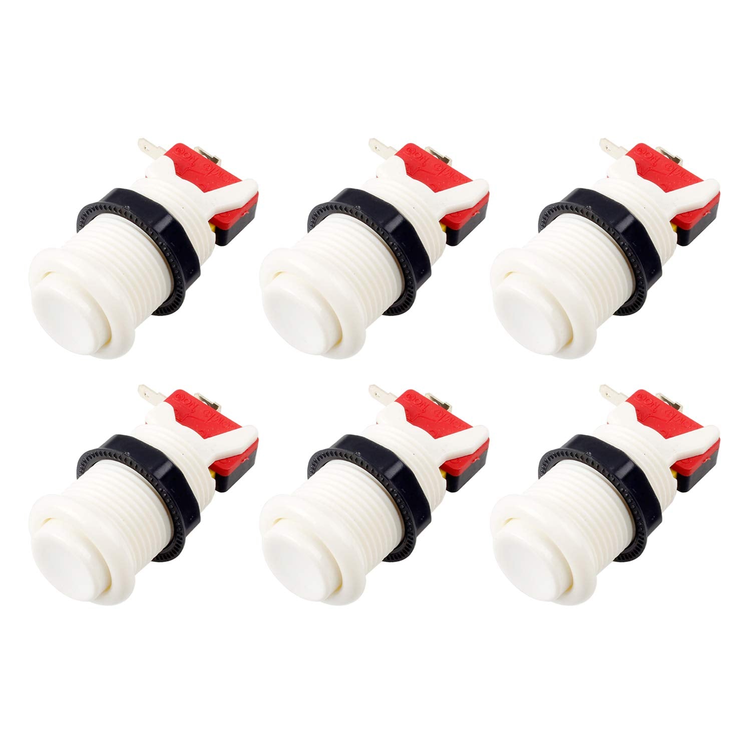 EG STARTS 6X American Style Standard Arcade Buttons Switchable Happ Type 30mm Push Button 3/16" Terminal for Jamma Mame Kit Parts (Each Color of 1)