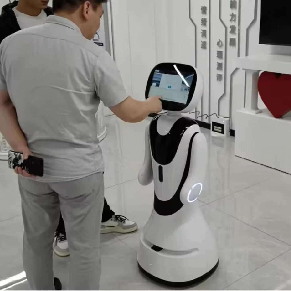 AI Reception Robot, Intelligent Autonomous Greeting Service Robot, can autonomously Plan Walking Routes and is Suitable for Company Office Buildings.
