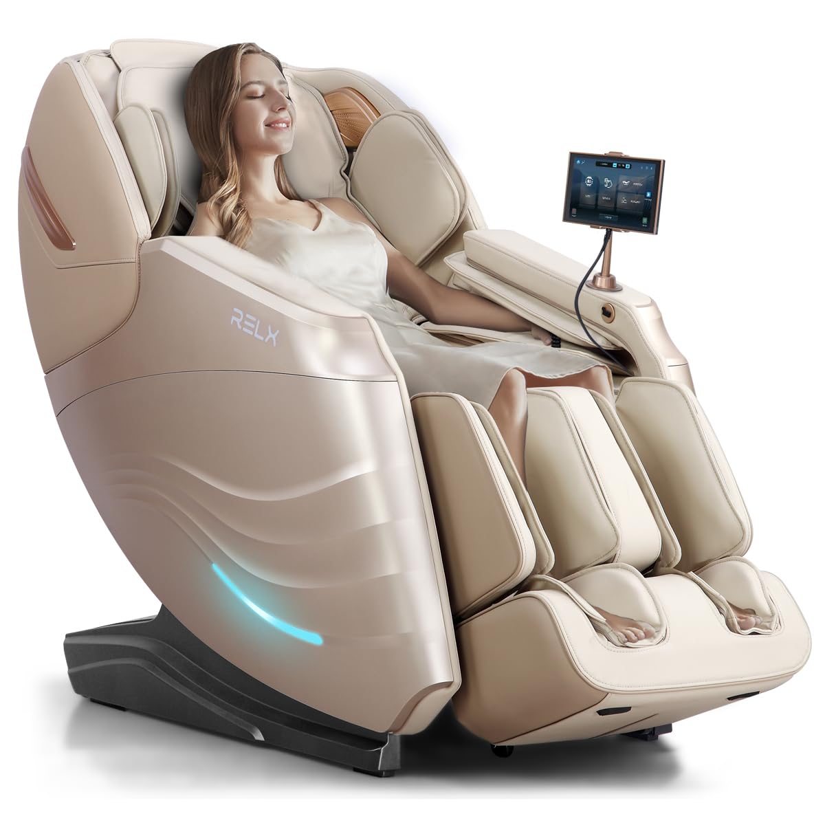RELX 2026 Massage Chair Full Body, 20 Modes Zero Gravity SL-Track Shiatsu Massage Chair Built-in Heat System, Airbag Massage with Body Scan, Deep Yoga Stretch, Calfrest Extension and AI Control(White)