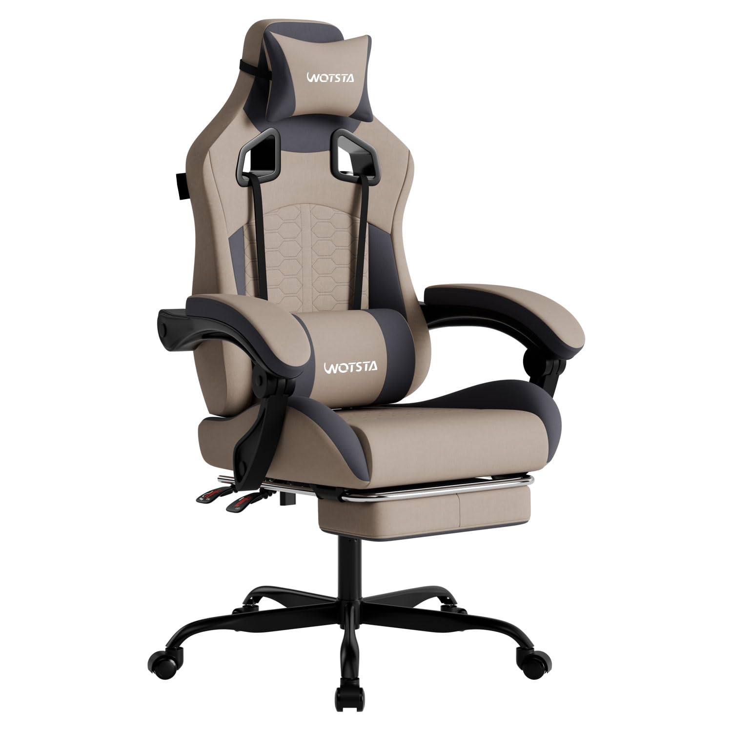 Gaming Chair with Massage,Ergonomic PC Gaming Chair with Footrest Comfortable Headrest and Lumbar Support, High Back, 300LBS (Grey)