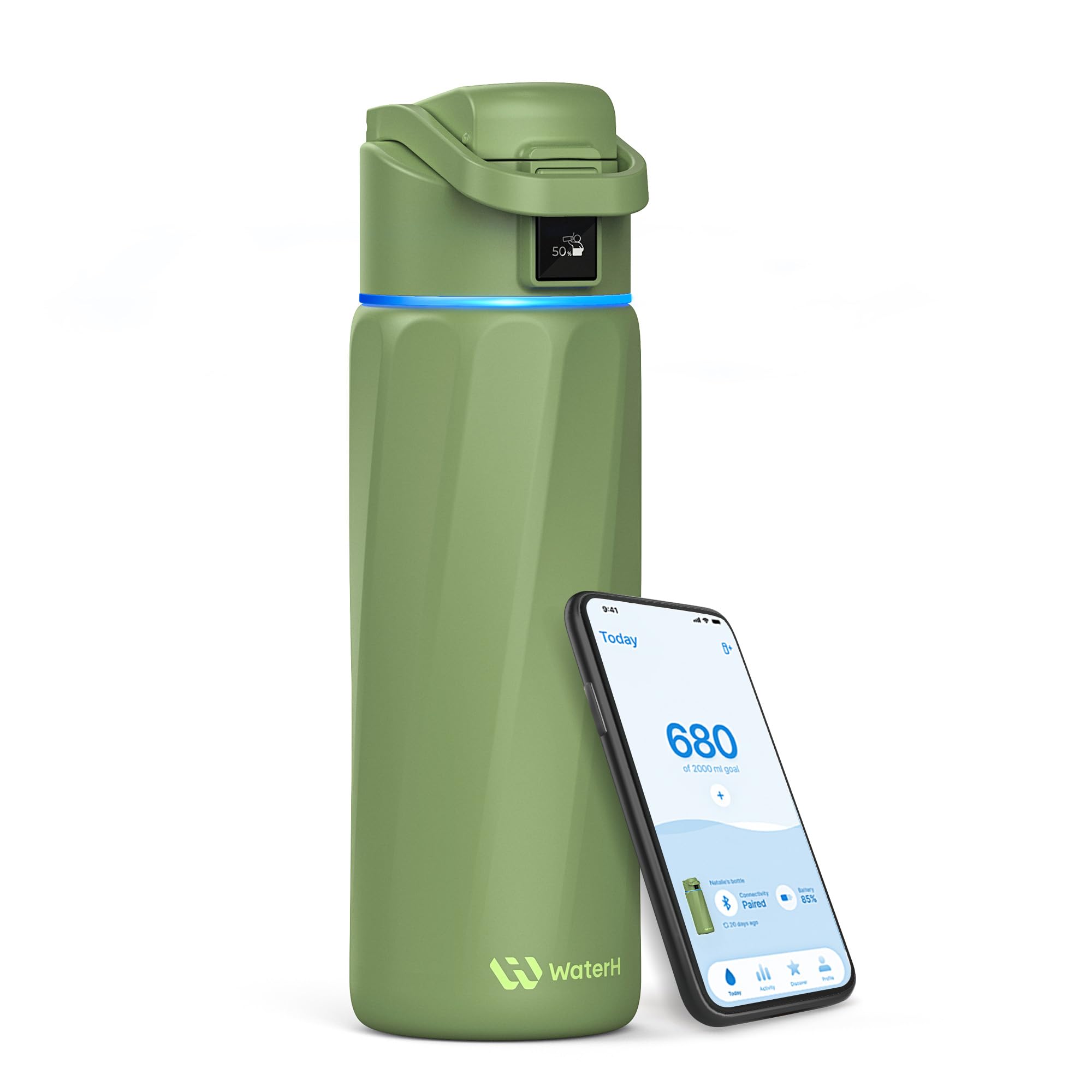 BOOST Smart Water Bottle that Reminds You to Drink, 24oz BPA-Free Stainless Steel Vacuum Insulated, Wide Mouth Water Tracker Bottle with APP for School, Gym, Office, Ideal for Father's Day