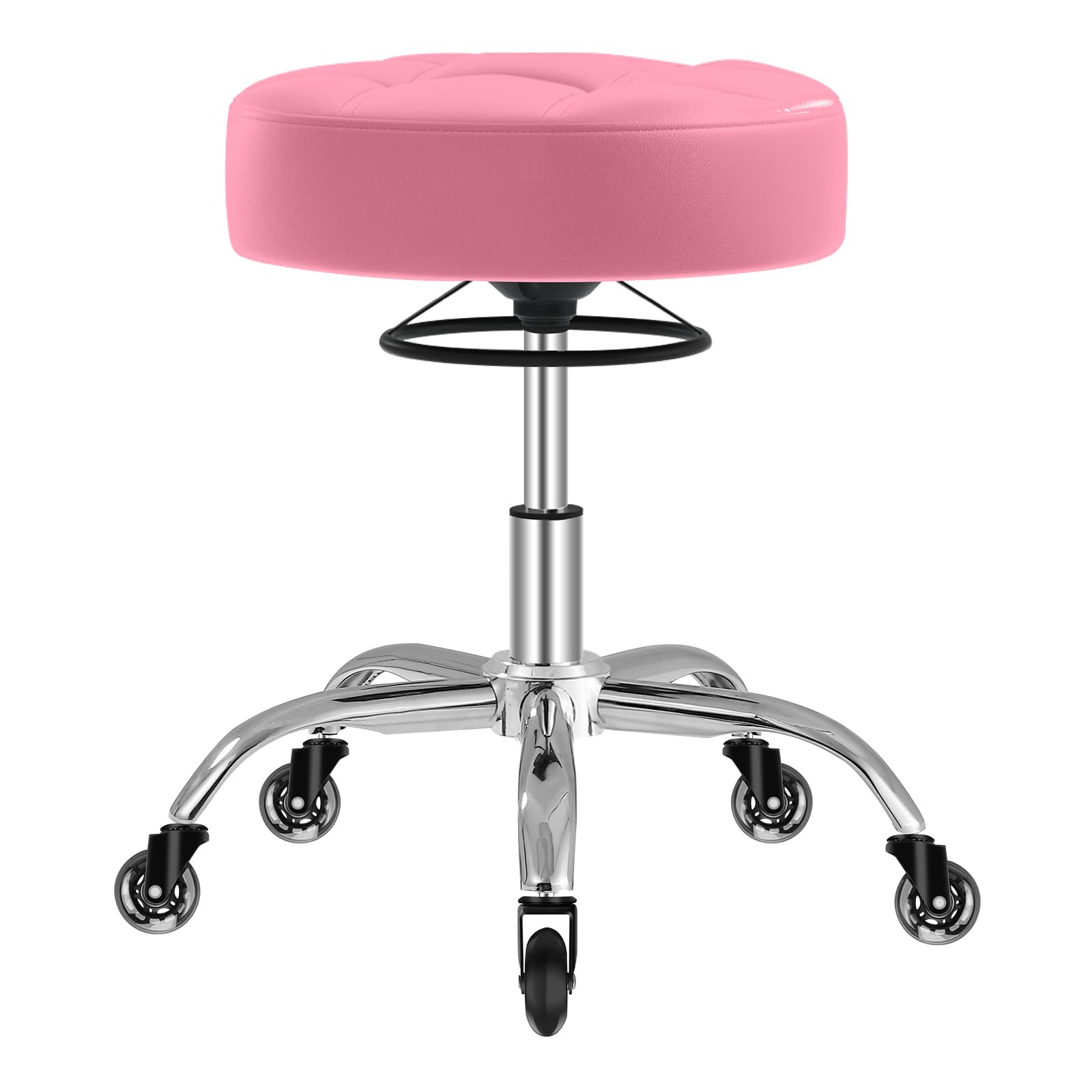Rolling Stool Heavy Duty 400lb: Super Soft Seat Cushion,360° Swive,Height Adjustability,No Squeaky Noises,No Tip Over, New Upgraded Salon stool Chair, for Tattoo Facial Massage Spa Medical (Black)