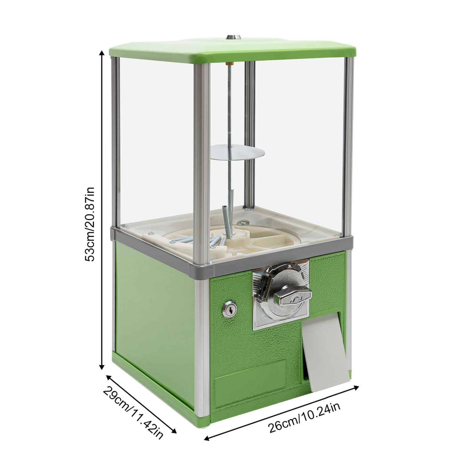 25-Cent Capsule Vending Machine, Commercial Big Capsule Gachapon Machine for Sale One-Piece Gumball Machine for Kids Great Attraction Mini Vending Machine (Ball Diameter 4.5-5.0cm/1.77-1.97in) (Green)