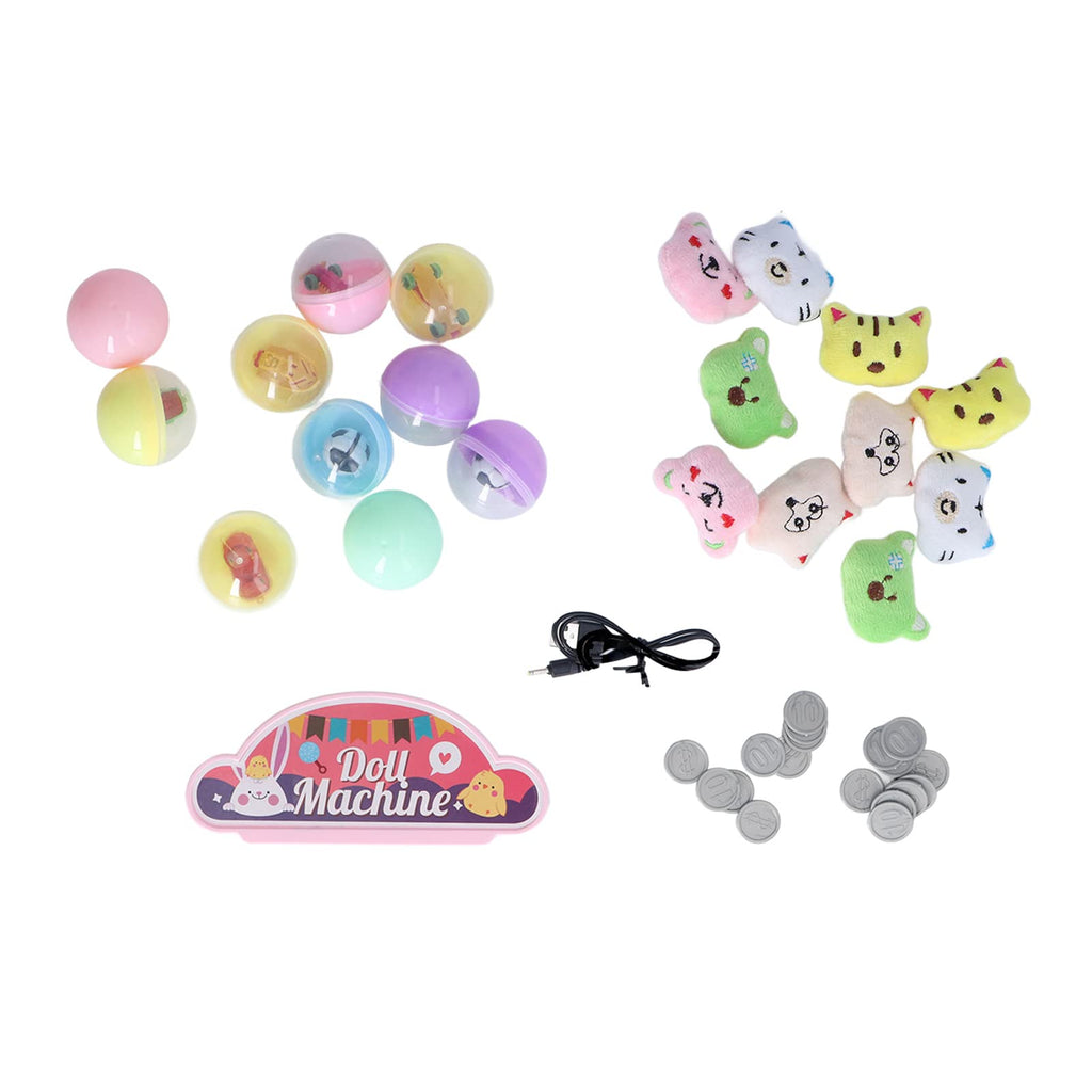 Focket Claw Machine for Kids, Mini Claw Game with Cool Light Music Animal Vending Machine, Doll Grabber Toy with 10 Dolls 20 10 Eggshells for Party Birthday Easter for Boys (Pink)