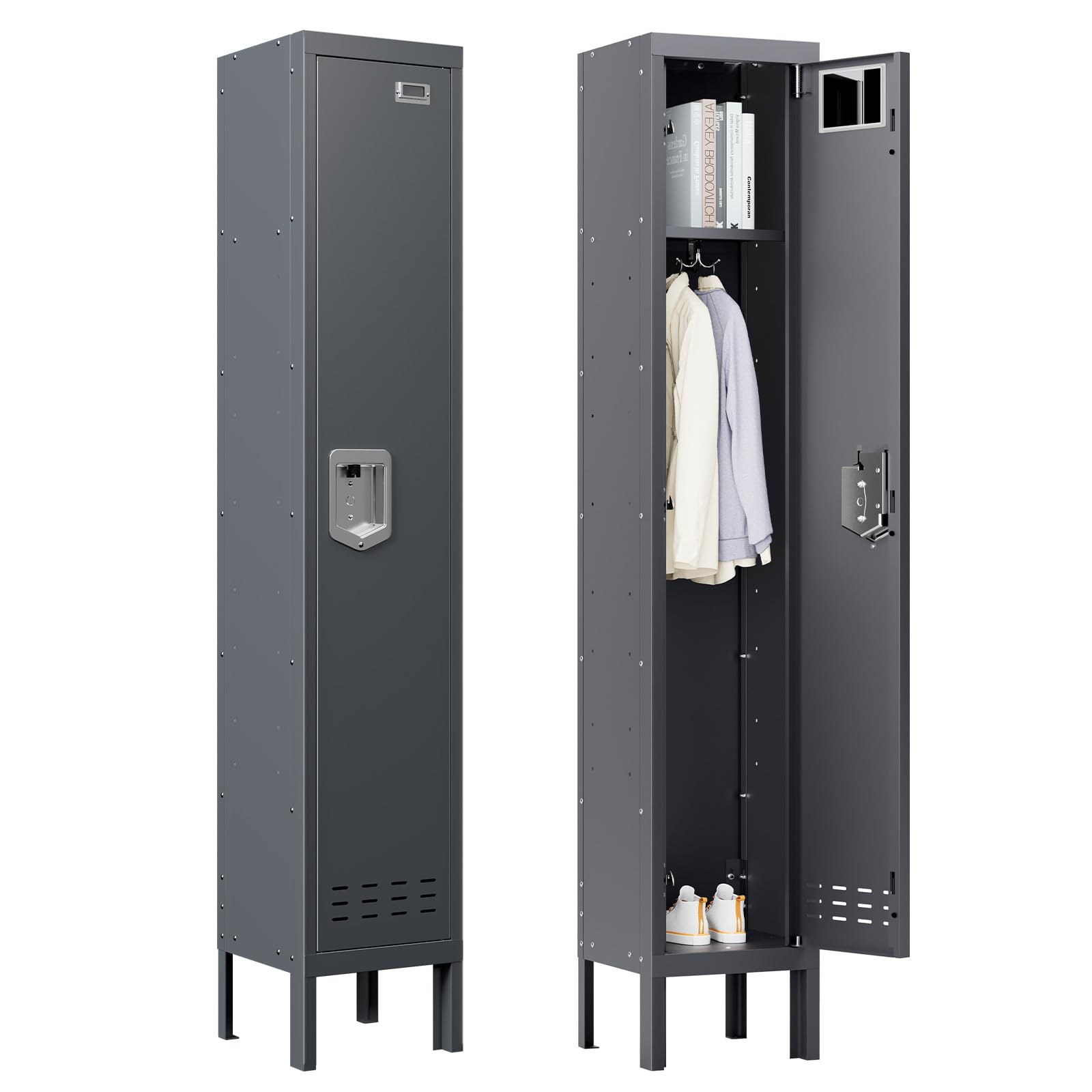 BUTISOW Metal Lockers - 66" Height Steel Lockers for Employees with 5 Door Storage Locker with Card Slot for Employees Gym School Home Office Garage - Assembly Required