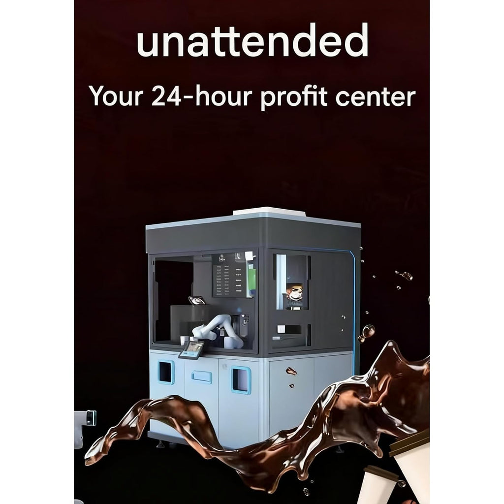 Commercial Coffee Robot Vending Machine - Multi-Flavor Hot Drink Maker with Large Screen High-Efficiency Self-Service Beverage Unit for Shopping Centers, Gyms