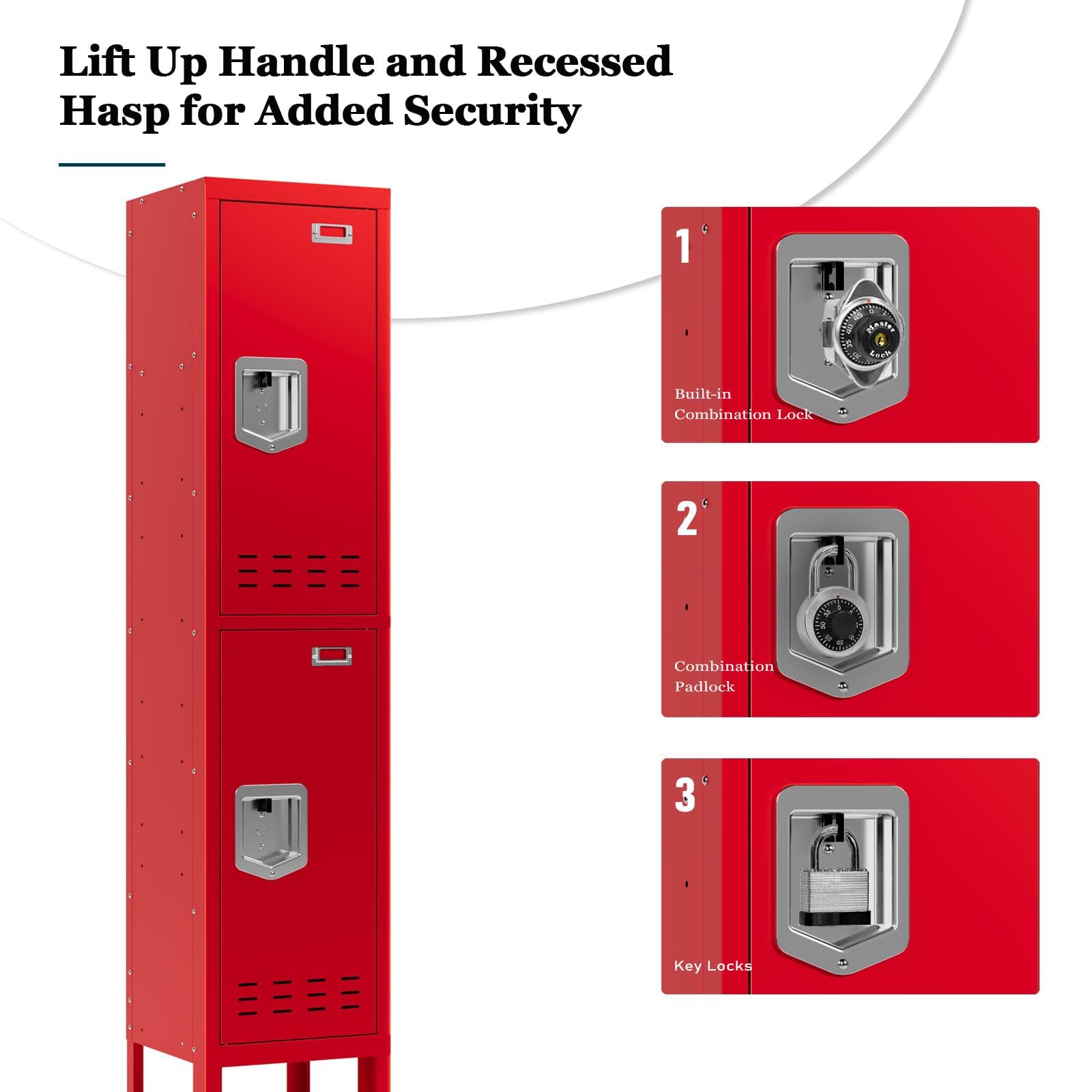 BUTISOW Metal Lockers - 66" Height Steel Lockers for Employees with 5 Door Storage Locker with Card Slot for Employees Gym School Home Office Garage - Assembly Required