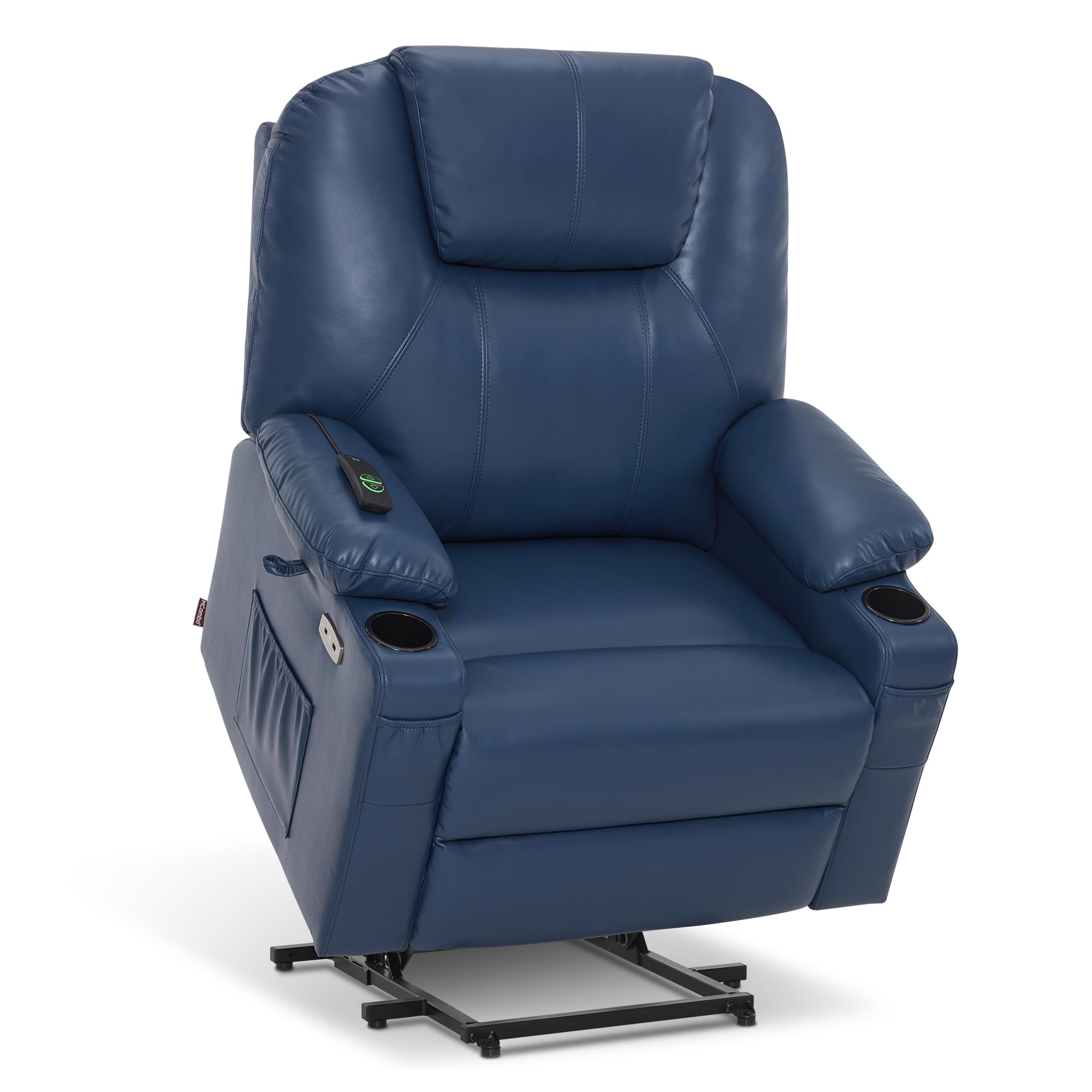 MCombo Electric Power Lift Recliner Chair Sofa with Massage and Heat for Elderly, 3 Positions, 2 Side Pockets, and Cup Holders, USB Ports, Faux Leather 7040 (Grey, Medium)