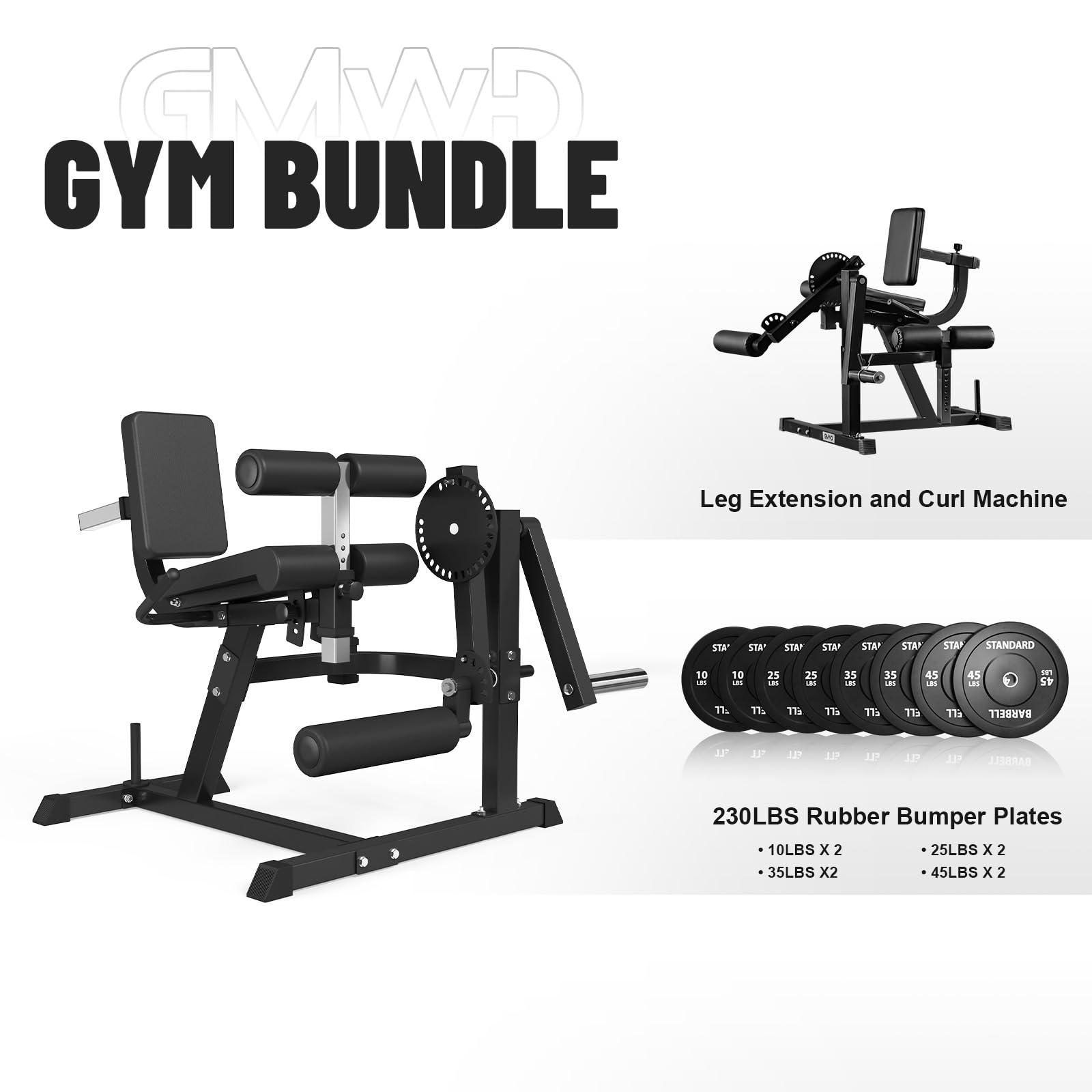 GMWD Leg Extension and Curl Machine, Lower Body Special Leg Machine, Adjustable Leg Exercise Bench with Plate Loaded, Leg Rotary Extension for Thigh, Home Gym Weight Machine