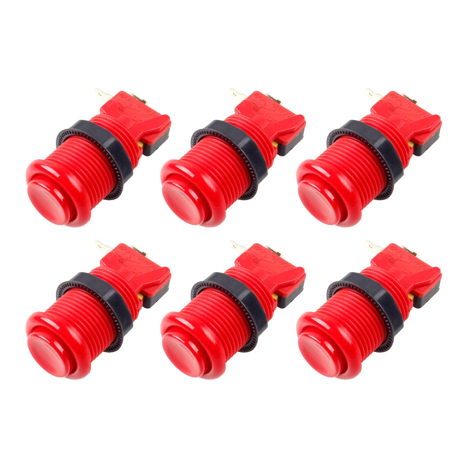 EG STARTS 6X American Style Standard Arcade Buttons Switchable Happ Type 30mm Push Button 3/16" Terminal for Jamma Mame Kit Parts (Each Color of 1)