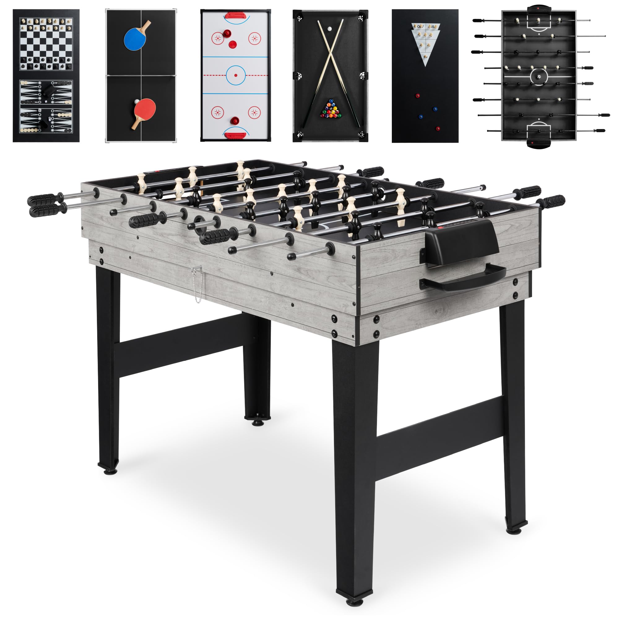 Best Choice Products 2x4ft Combo Game Table Set for Home, Game Room, Friends & Family w/Hockey, Foosball, Pool, Shuffleboard, Ping Pong, Chess, Checkers, Bowling, and Backgammon