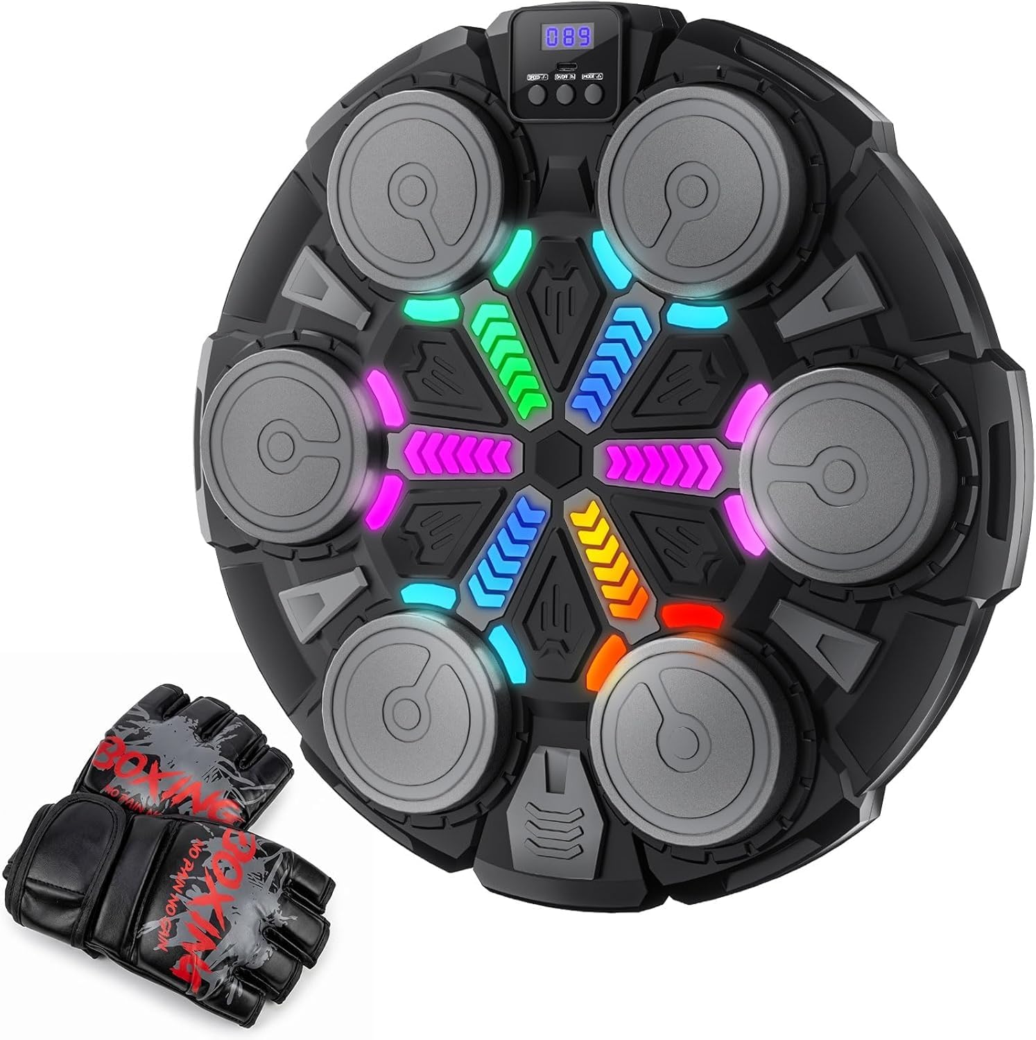 Music Boxing Machine for Adults and Kids, Smart Bluetooth Boxing Training Equipment with Gloves & Rhythm Games,Wall Mounted Boxing Mchine for Home,Office, Gym (Black)