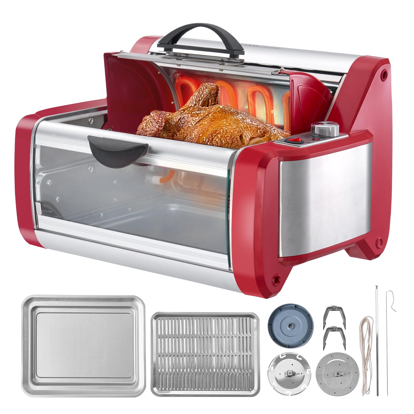 VEVOR Shawarma Grill Machine, Chicken Shawarma Cooker Machine Countertop, Electric Stainless Steel Broiler Gyro Rotisserie Oven Doner Kebab Machine, for Home Restaurant Kitchen Parties