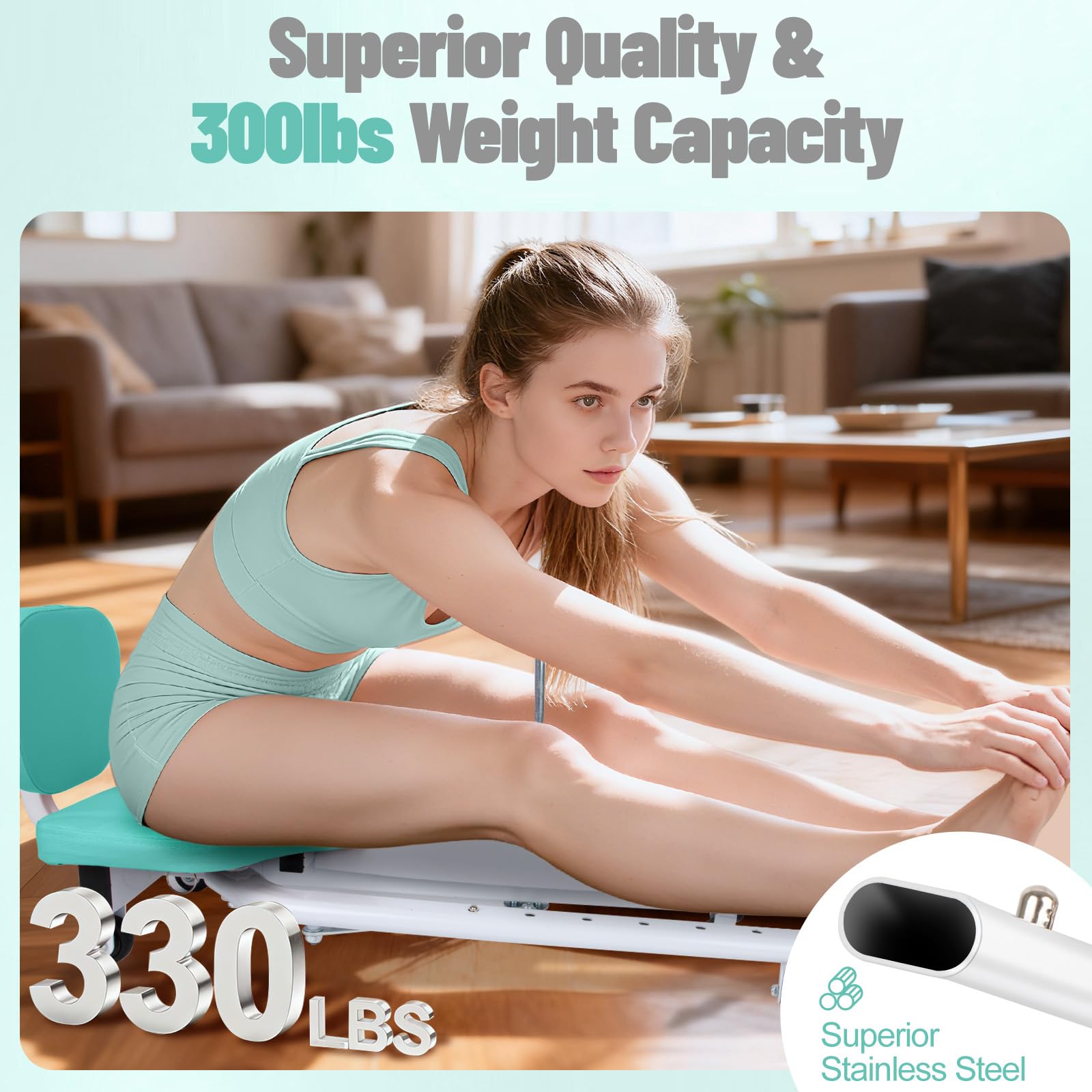 Leg Stretcher Split Machine with Backrest, Adjustable 0-190° Splits Trainer for Flexibility, 330lb Capacity Stretching Equipment for Ballet Yoga Dance Gymnastics, Home Gym Fitness Equipment