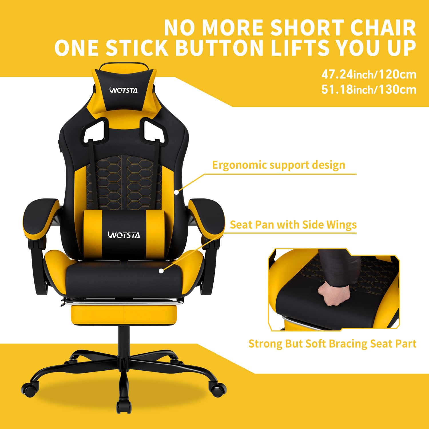 Gaming Chair with Massage,Ergonomic PC Gaming Chair with Footrest Comfortable Headrest and Lumbar Support, High Back, 300LBS (Grey)