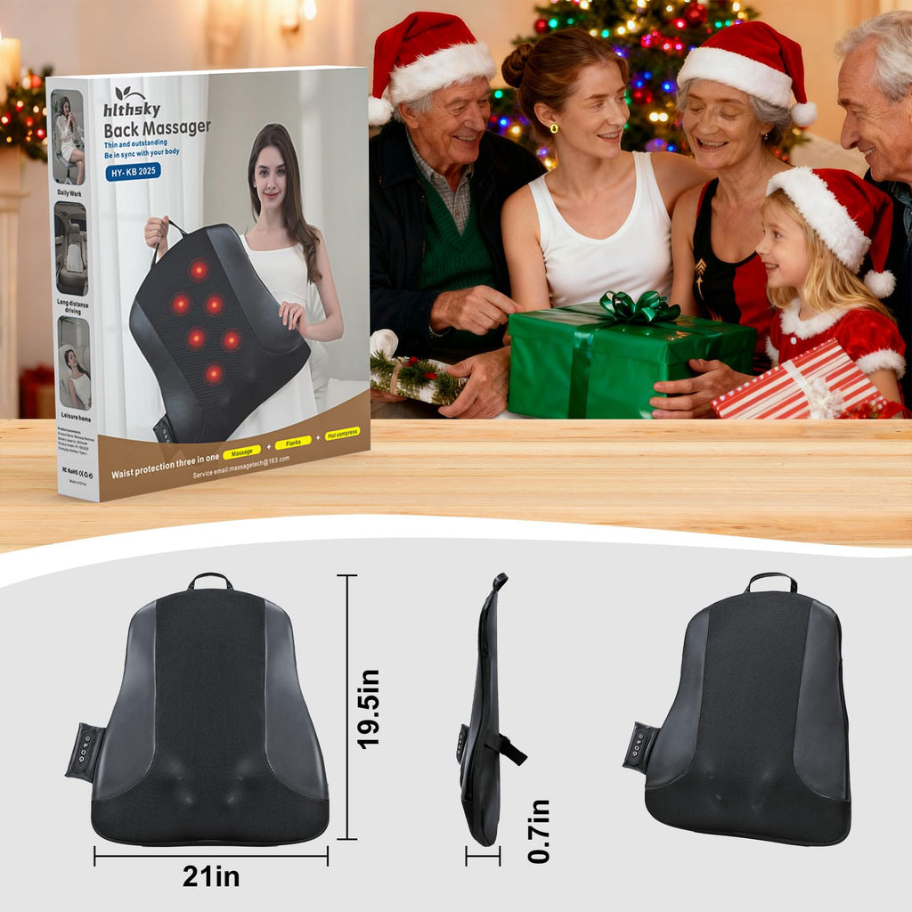 Shiatsu Neck and Shoulder Massager with Heat, Back Massager for Pain Relief Deep Tissue, 3D Kneading Massager for Chair Home Office Car, Gifts for Mom, Dad, Women (Black)