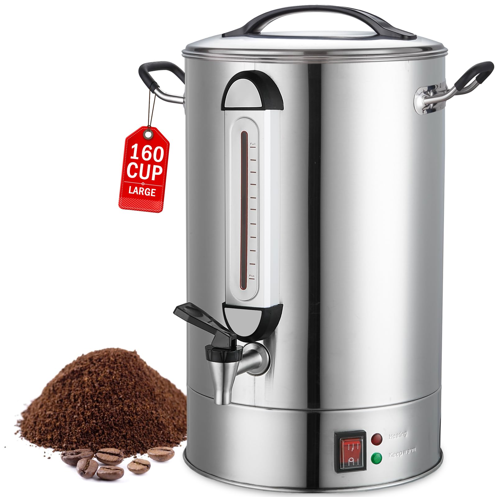 Commercial Coffee Urn 24L 160Cup Stainless Steel Quick Brew Hot Dispenser for Catering, Commercial Grade Large Capacity Coffee Maker For Meeting Rooms, Church, School, for 100+ Guests