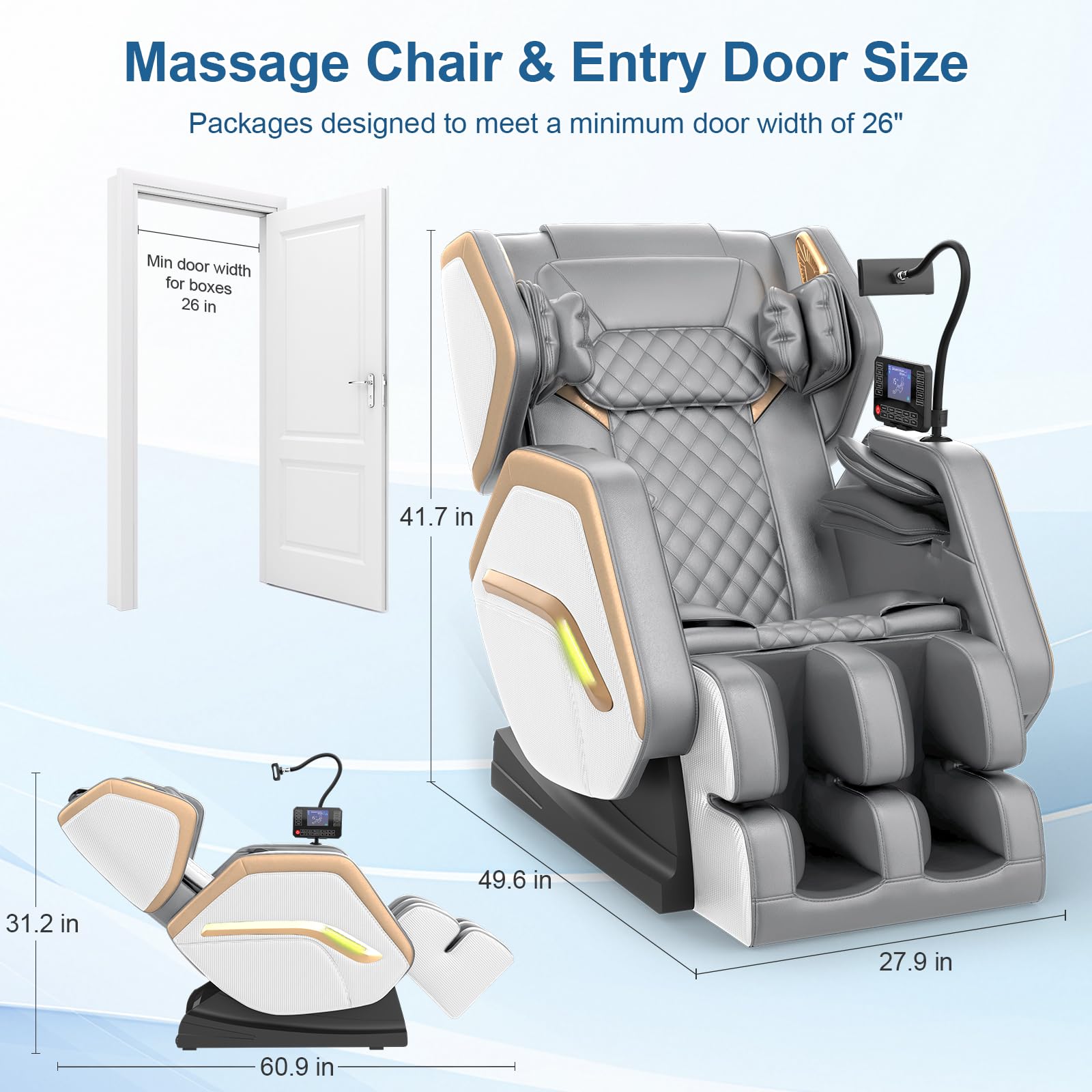 Massage Chair Full Body, Zero Gravity Massage Chair 2026 for Back Fatigue with 10 Fixed Rollers, Heating, Airbags, Phone Controller, Nightlights, Bluetooth Speaker for Living Room, Bedroom