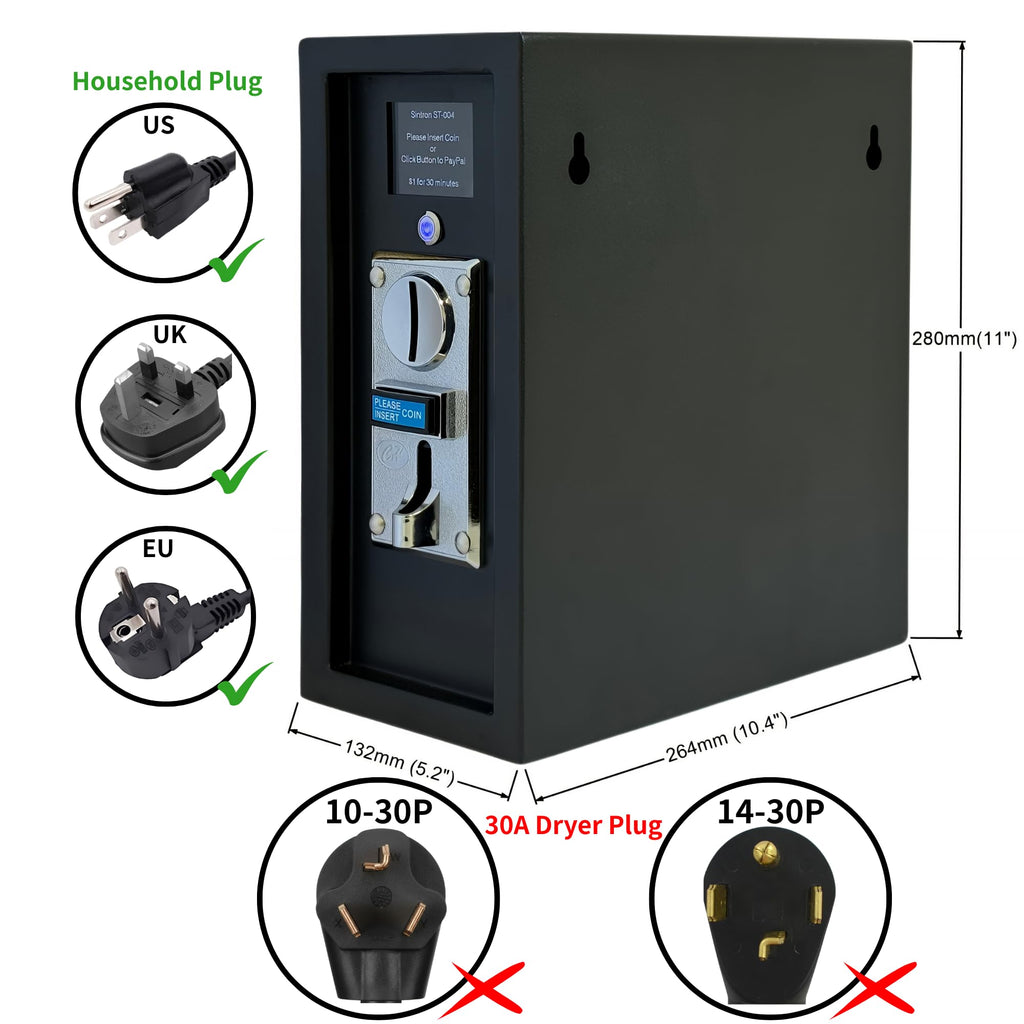 Sintron ST-004 110V LCD Coin & Mobile Contactless Payment - Apple Pay Google Pay Paypal Venmo Cash App Operated Timer Control Power Box for Massage Chairs, Shoe Polisher, Washer Washing Machine, Dryer