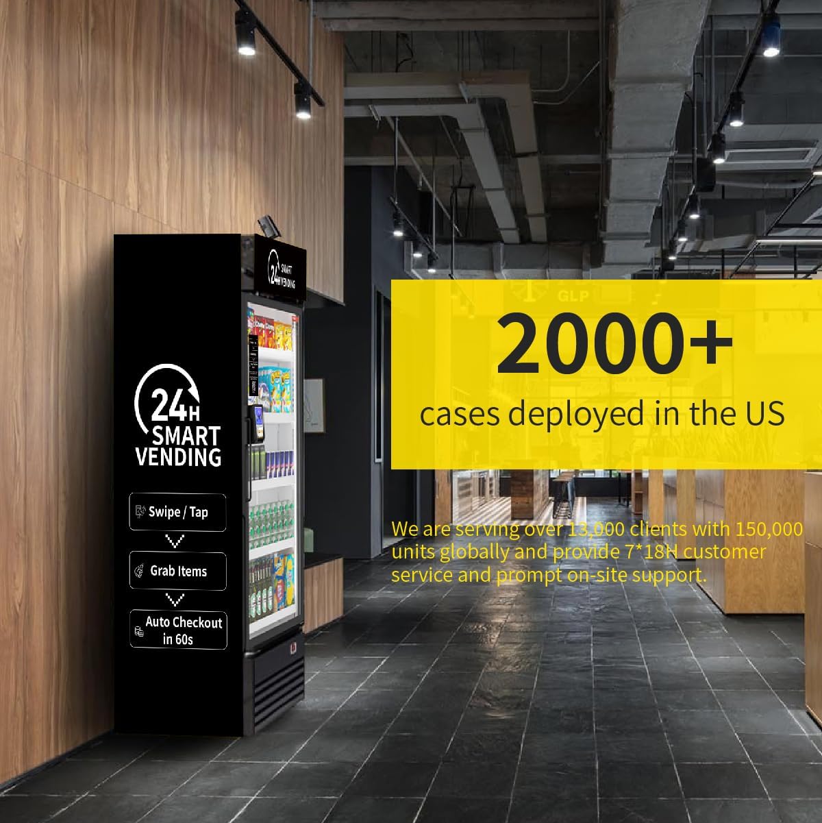 HAHA Smart AI Vending Machine for Business, Multi-Item Combo Vending with APP Management & Cashless Payment, Refrigerated Beverage US620-528 Bottles