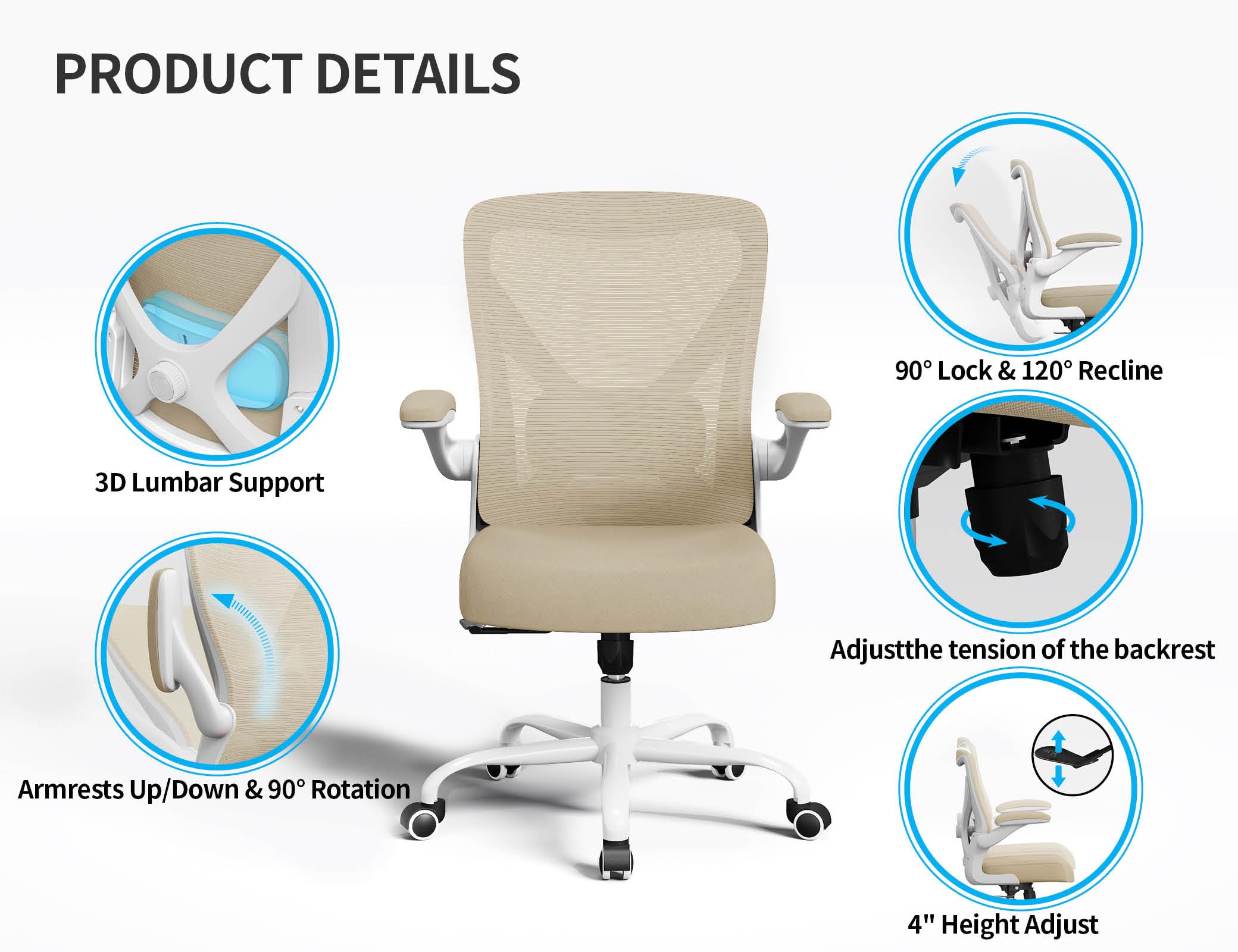 Ergalithic Ergonomic Office Chair - X-Shaped Computer Desk Chairs Comfy, Mesh High-Back Gaming Chair with Adjustable Lumbar Support, Executive Task Chair for Adults, Comfortable for Long Hours