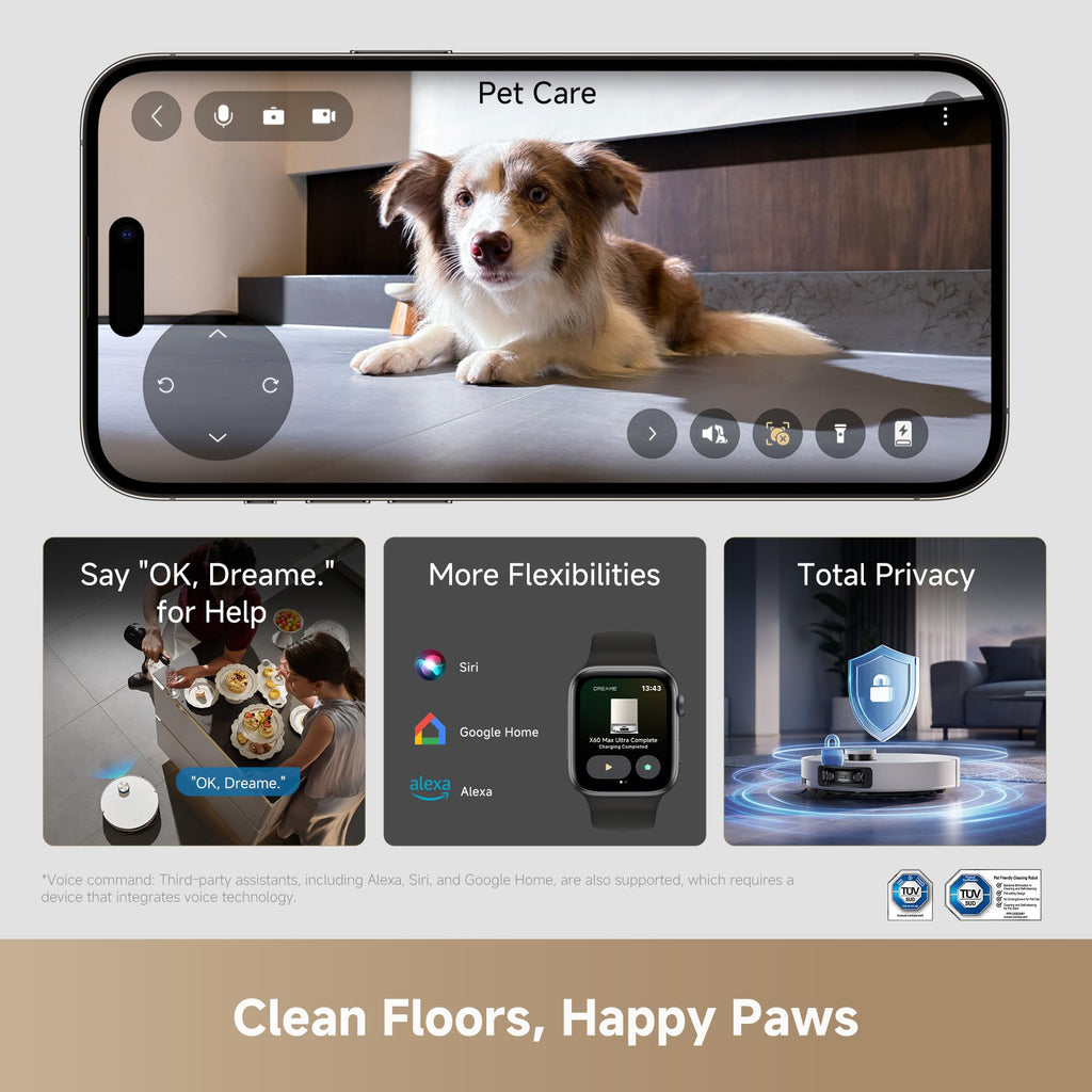 DREAME X60 Max Ultra Complete Robot Vacuum and Mop, Ultra-Thin Design, 35,000Pa Suction, Self Emptying&Refilling, Mop Self-Cleaning, 280+ Obstacle Avoidance, White