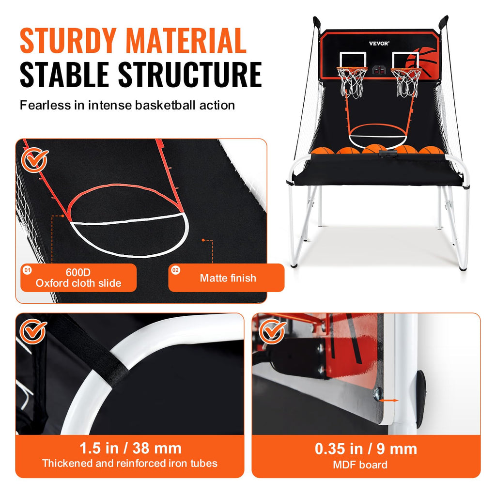 VEVOR Basketball Arcade Game Indoor, 2 Player Indoor Basketball Game, Home Dual Sport with 8 Game Modes, Electronic Scoreboard, and Inflation Pump,Adults
