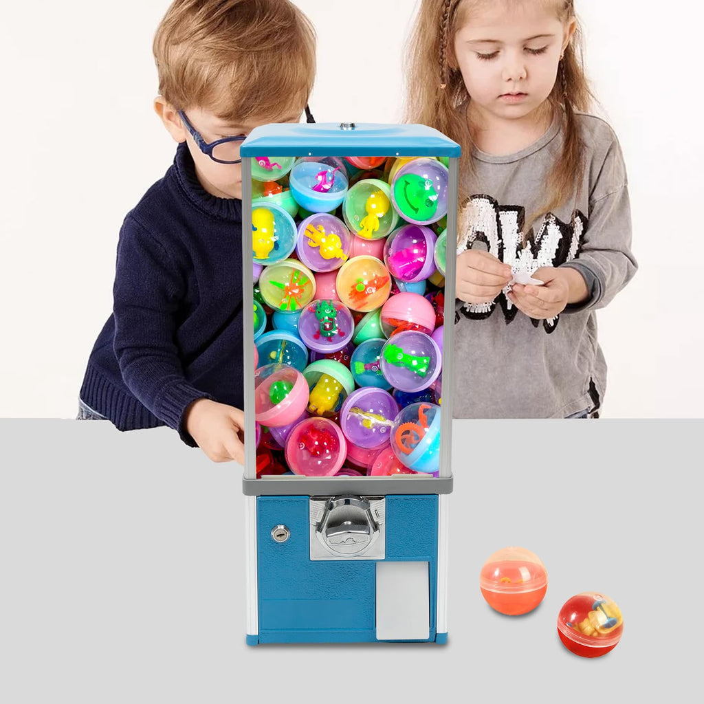 Commercial Candy Vending Machine, 4-Quarter Operated Toy Dispenser with Key Lock, 250-Capacity Capsule Vendor for Arcades Stores, 1.77-1.97in Toys (Black)