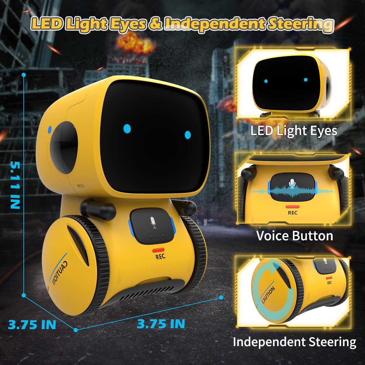 KaeKid Robots for Kids, Interactive Smart Robotic with Touch Sensor, Voice Control, Speech Recognition, Singing, Dancing, Repeating and Recording, Robot Toy for 3 4 5 6 7 8 Year Old Boys Girls