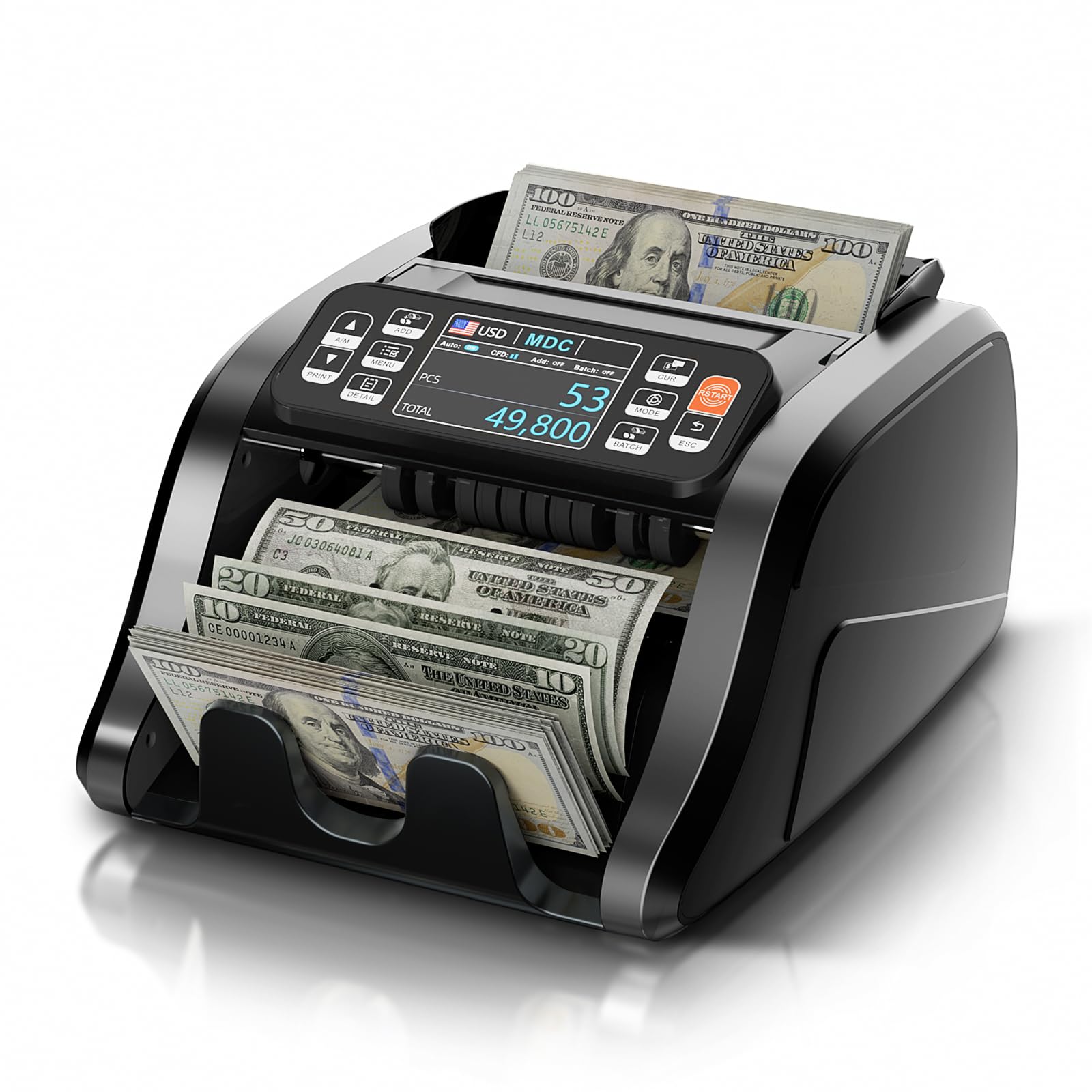Aneken N60 Money Counter Machine Mixed Denominations, Cash Counter with 3.5” HD Dual TFT Display, UV/MG/IR/DD Counterfeit Detection, Printer-Ready Bill Counting Machine for Business, Upgraded Version