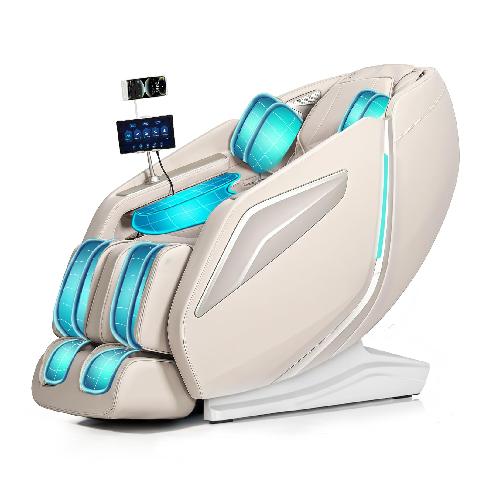 Full Body Zero Gravity Massage Chair with Body Scan 4D Intelligent Shiatsu Strecth Massage, Back/Leg Heated with AI Voice Control Bluetooth Speaker Airbags SL Track Massage Black