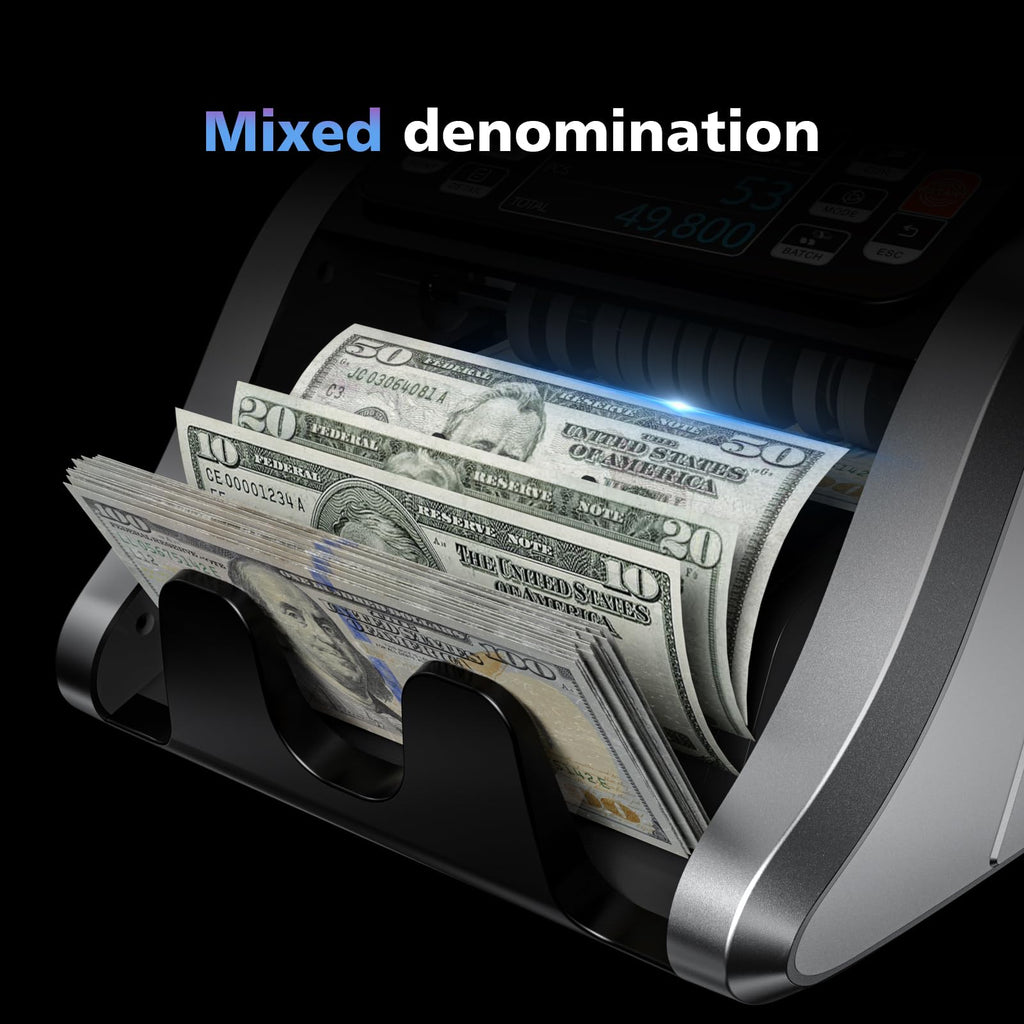 Aneken N60 Money Counter Machine Mixed Denominations, Cash Counter with 3.5” HD Dual TFT Display, UV/MG/IR/DD Counterfeit Detection, Printer-Ready Bill Counting Machine for Business, Upgraded Version