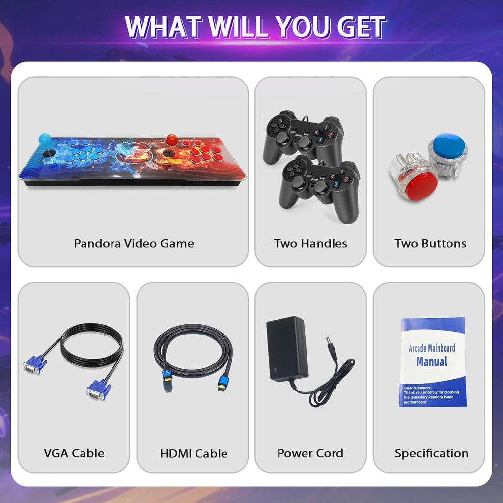[30000 Games in 1] Arcade Console Pandora Box - with Two Extra Handles, 4K HDMI Output Plug & Play Video Game 256GB Memory Card Retro Gaming Console Double Joystick Favorites List
