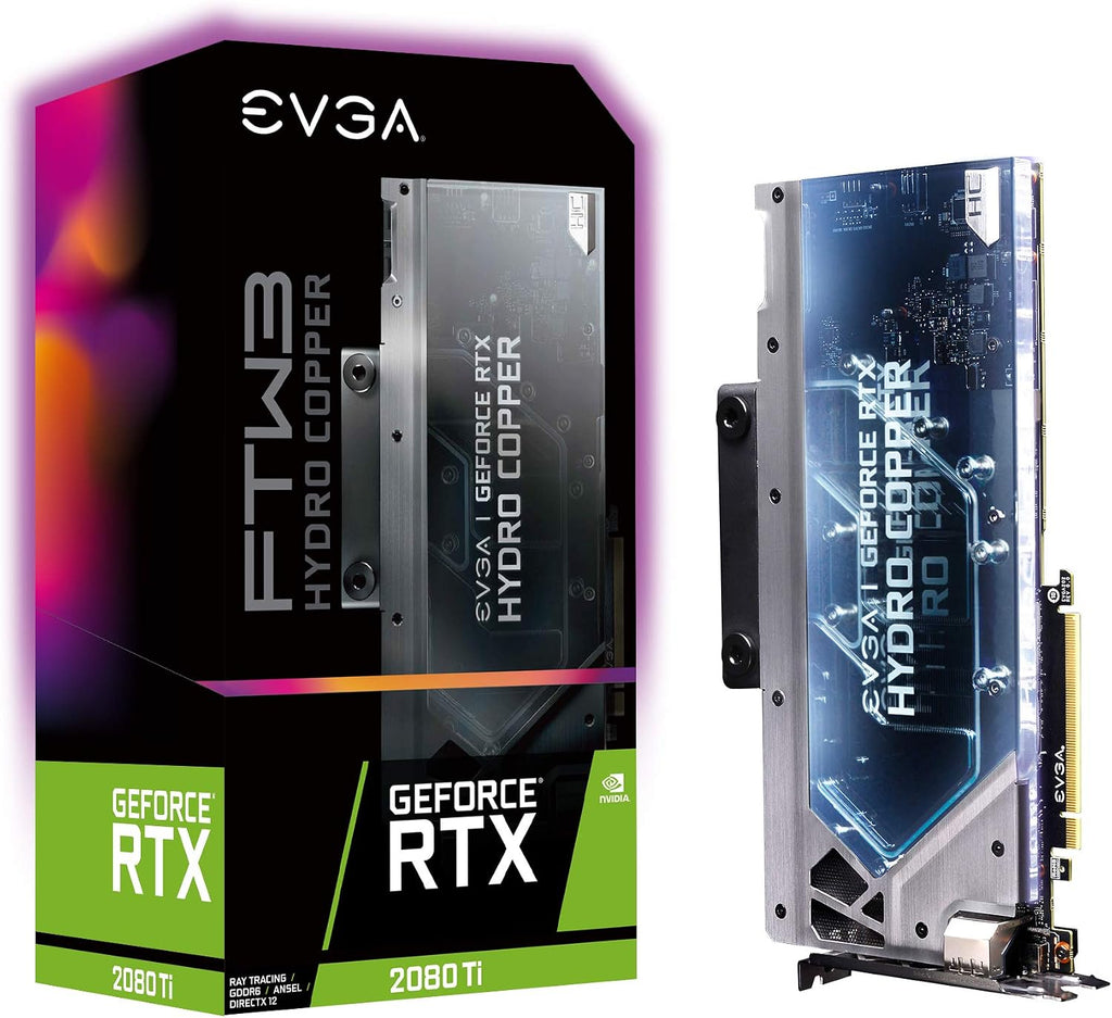EVGA GeForce RTX 2080 Ti FTW3 Ultra Hydro Copper Gaming 11G-P4-2489-KR 11GB GDDR6 RGB LED & iCX2 Technology - 9 Thermal Sensors